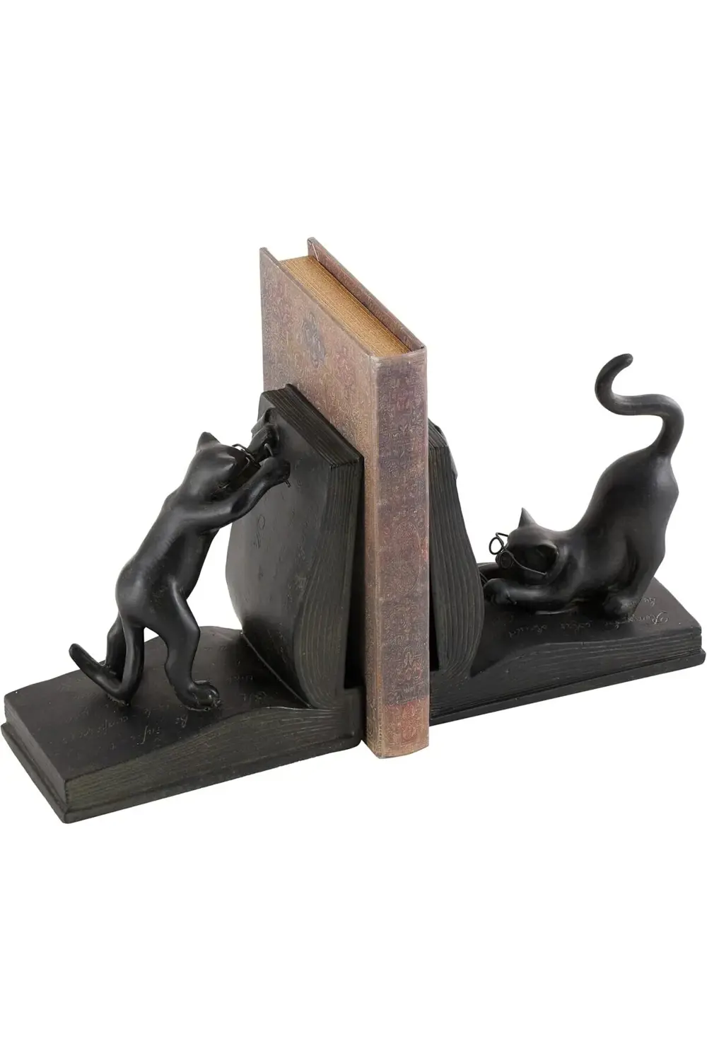 Deco Company Polystone Kedi Kitap Desteği Için Çift Kitap Lovers-