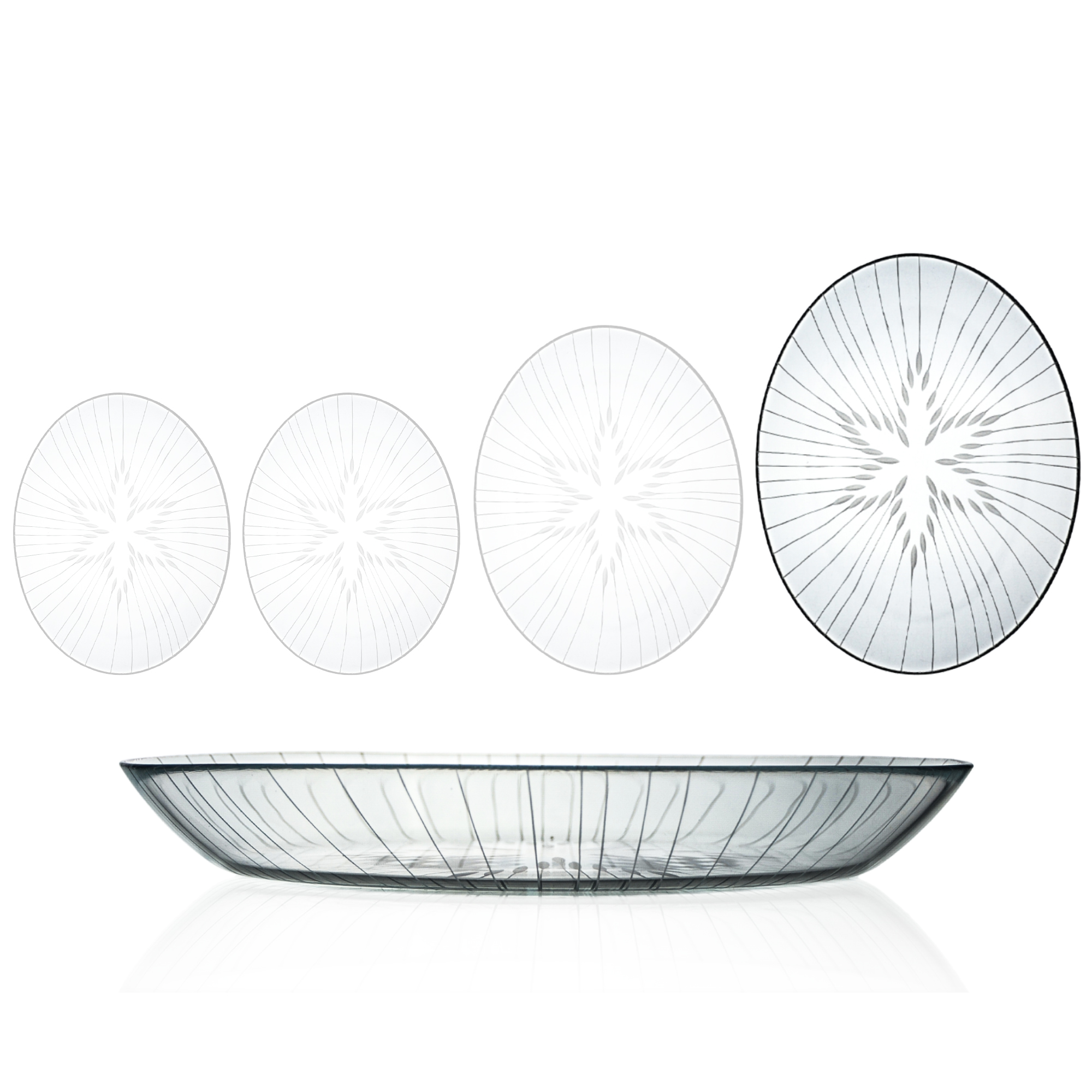Decocia 1 Adet 33cm Oval Cam Salata Sunum Tabağı Vega Desenli Decocia 1 Adet 33cm Oval Cam Salata Sunum Tabağı Vega Desenli