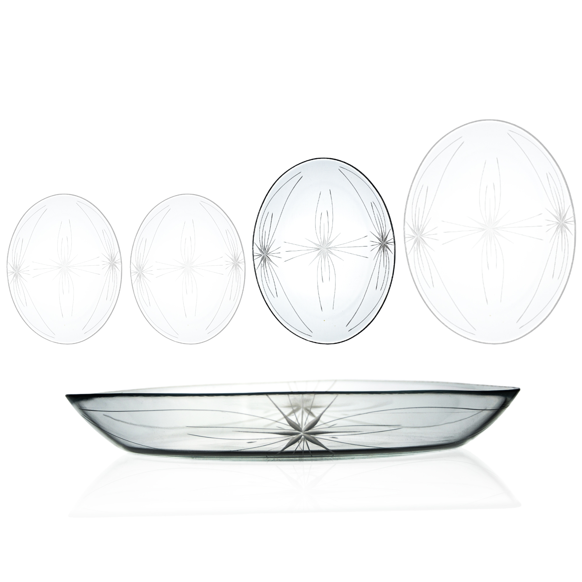 Decocia 1 Adet 29 cm Oval Cam Salata Sunum Tabağı Mira Desenli Decocia 1 Adet 29 cm Oval Cam Salata Sunum Tabağı Mira Desenli
