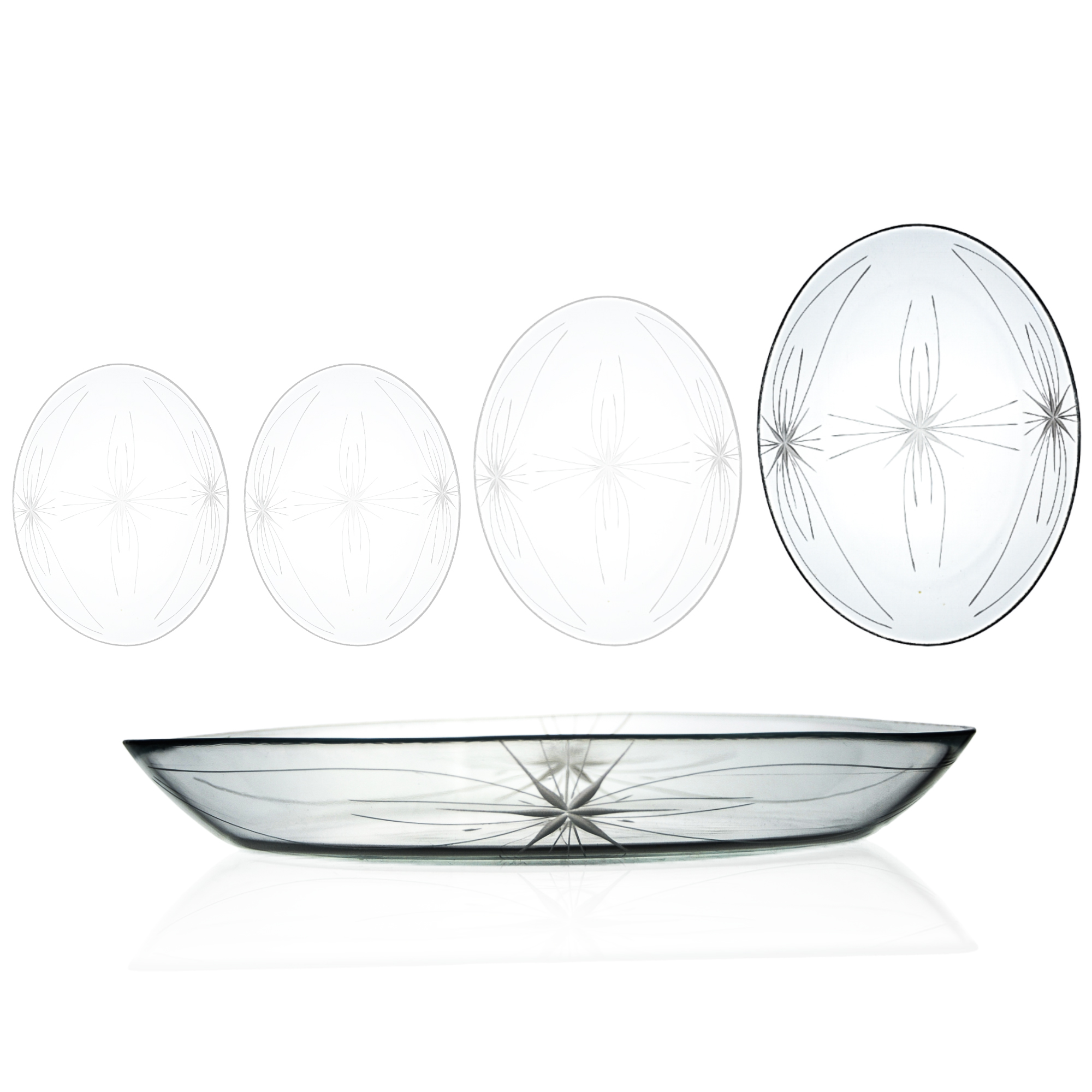 Decocia 1 Adet 33cm Oval Cam Salata Sunum Tabağı Mira Desenli Decocia 1 Adet 33cm Oval Cam Salata Sunum Tabağı Mira Desenli