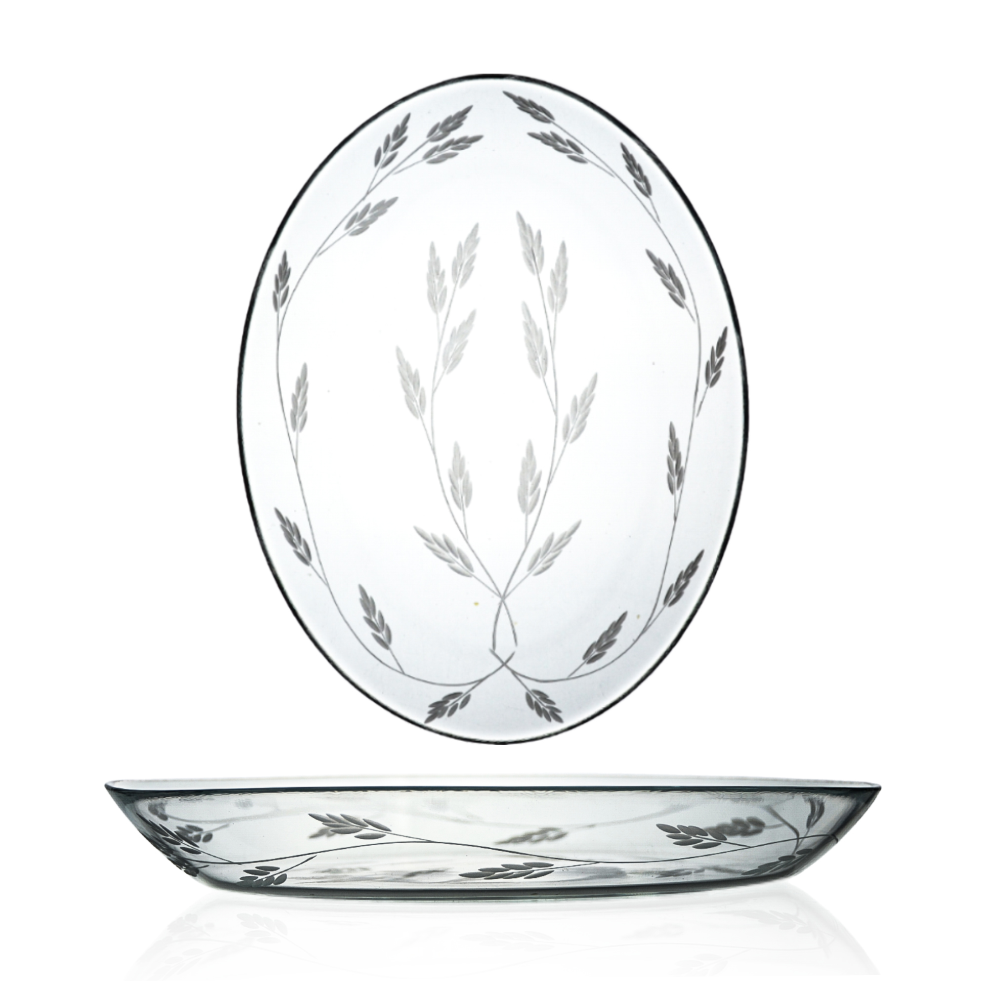 Decocia 2 Adet 25cm Oval Cam Salata Sunum Tabağı Sürgün Desenli Decocia 2 Adet 25cm Oval Cam Salata Sunum Tabağı Sürgün Desenli - Görsel 2