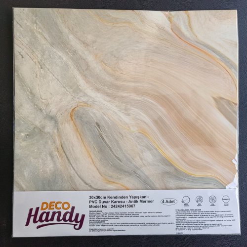Decohandy 30x30 Cm Pvc Duvar Karosu 4'Lü Paket - Antik Mermer Decohandy 30x30 Cm Pvc Duvar Karosu 4'Lü Paket - Antik Mermer