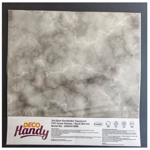 DecoHandy Pvc Duvar Karosu 30x30cm 4'lü Paket - Mermer Desenli S DecoHandy Pvc Duvar Karosu 30x30cm 4'lü Paket - Mermer Desenli S