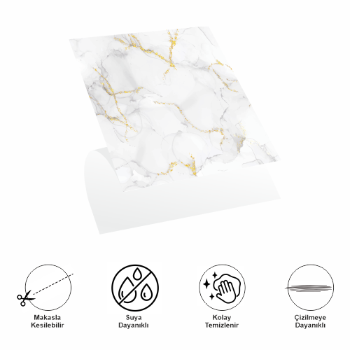 Woody Sofia Decohandy  Pvc Yer Karosu 30X30cm 4'Lü Paket - Mermer Desenli Bey