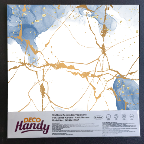 DecoHandy Pvc Yapışkanlı Yer Karosu 30x30cm 4'Lü Paket - Blue Edi