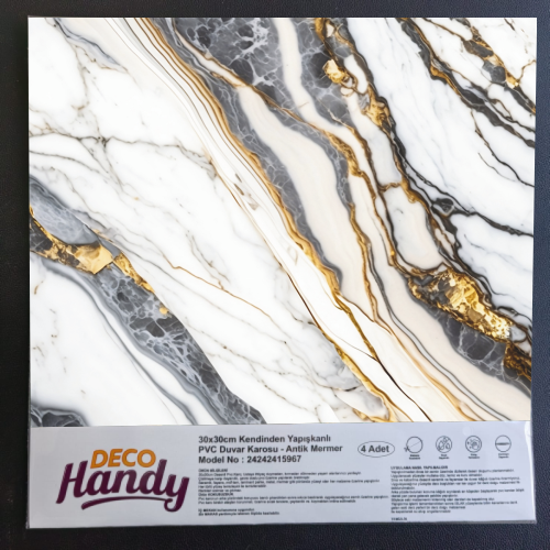 DecoHandy Pvc Yapışkanlı Yer Karosu 30x30cm 4'Lü Paket - Beyaz İn