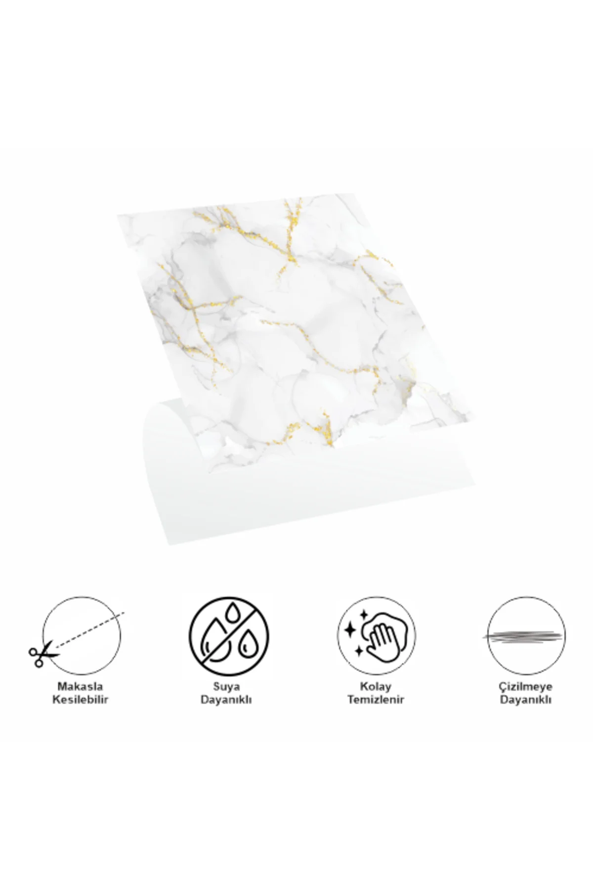 DecoHandy Pvc Yer Karosu 30x30cm 4'lü Paket - Mermer Desenli Beya