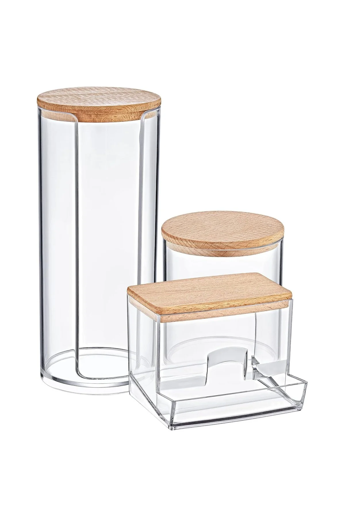 Deconox Ahşap Kapak 3 lü Akrilik Organizer Set