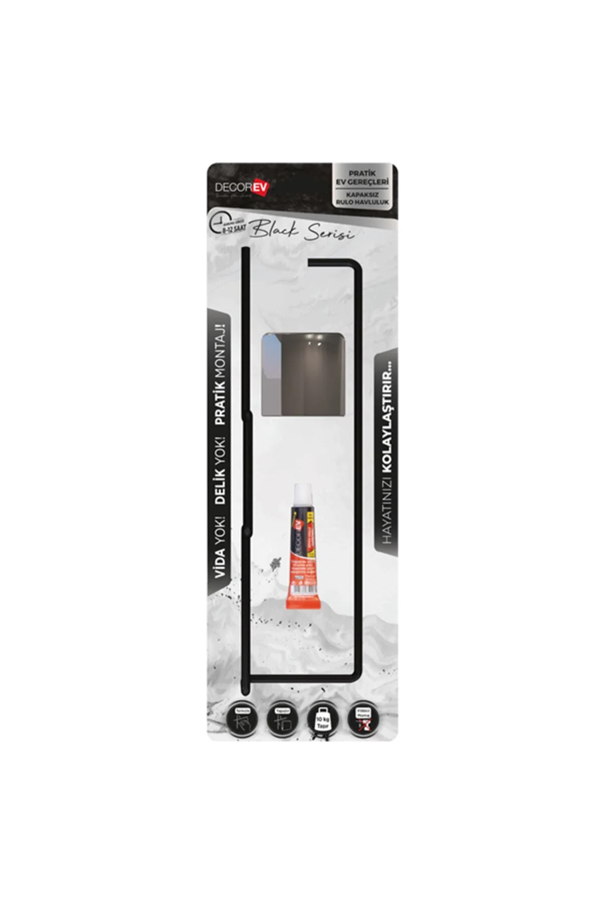 Decorev Süper Yapışkanlı Metal Yapıştırıcılı Siyah Rulo Havluluk Dc-5057