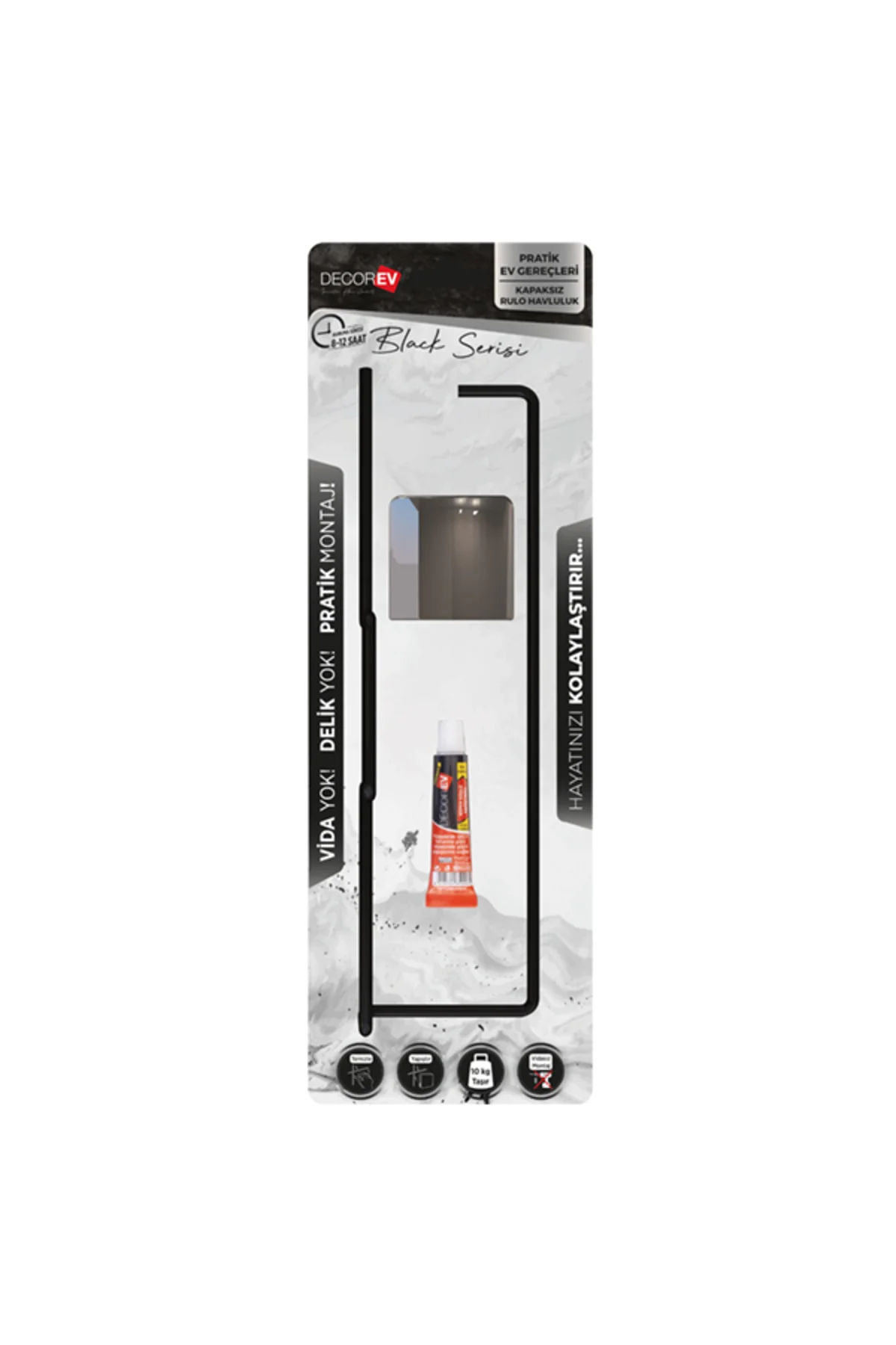 Decorev Süper Yapışkanlı Metal Yapıştırıcılı Siyah Rulo Havluluk Dc-5057