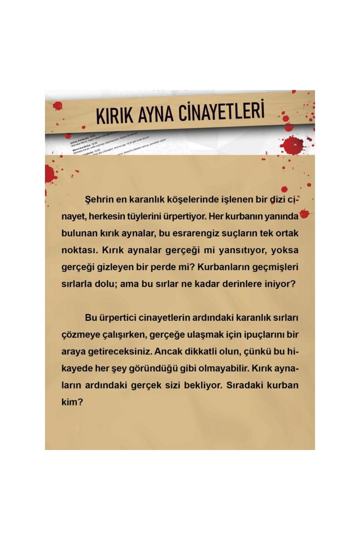 Dedektif oyunu "Kırık Ayna C" Cinayet çözme oyun tatilde arkadaşl