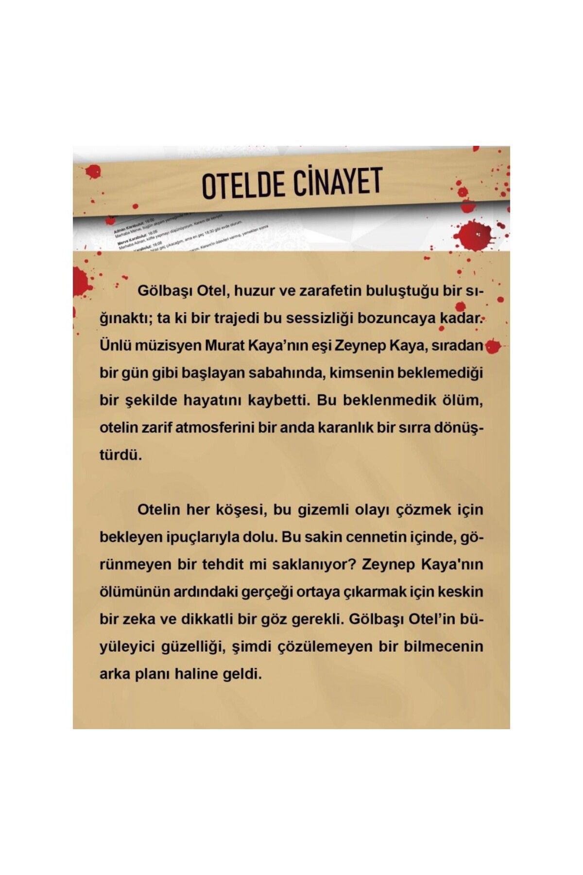 Dedektif oyunu "Otelde Cinayet" Cinayet çözme oyun tatilde arkada