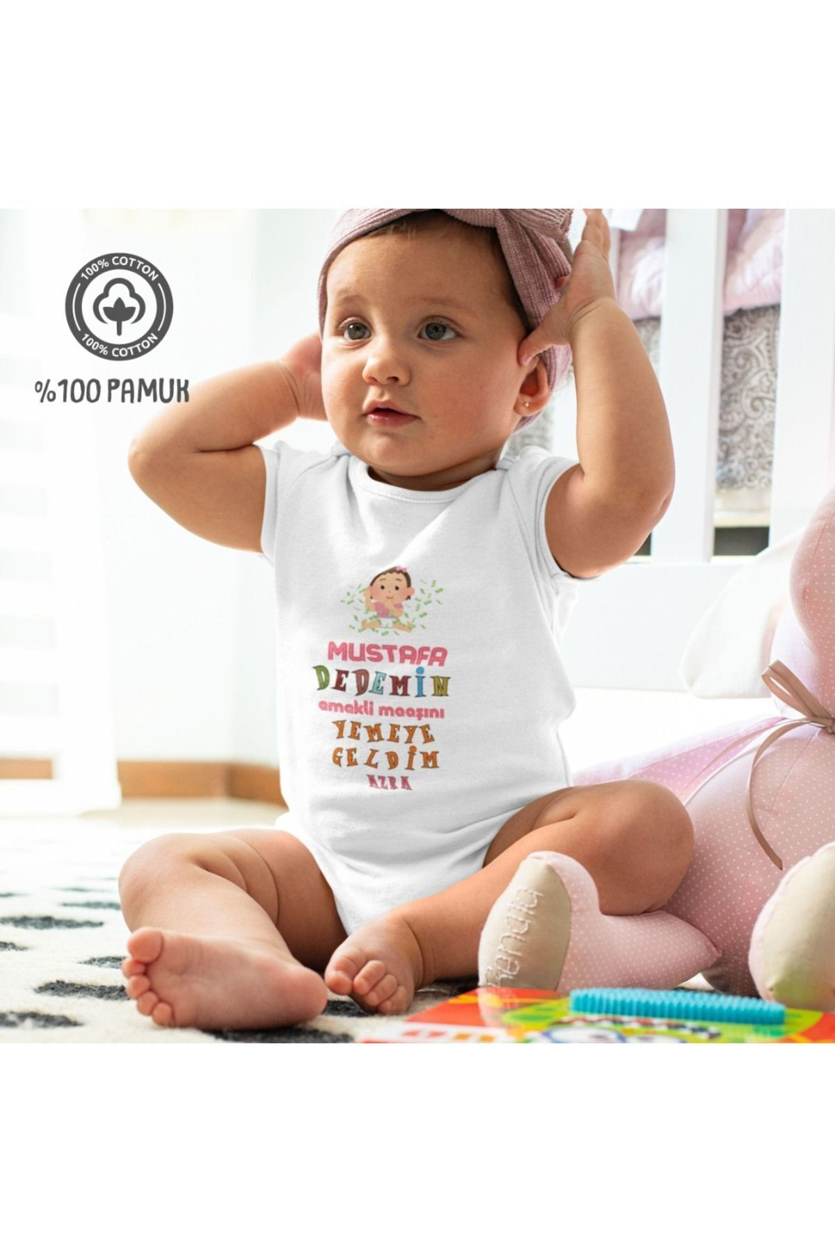 Dedemim Emekli Maaşımı yemeye geldim Kişiye Özel kız Bebek Zıbın