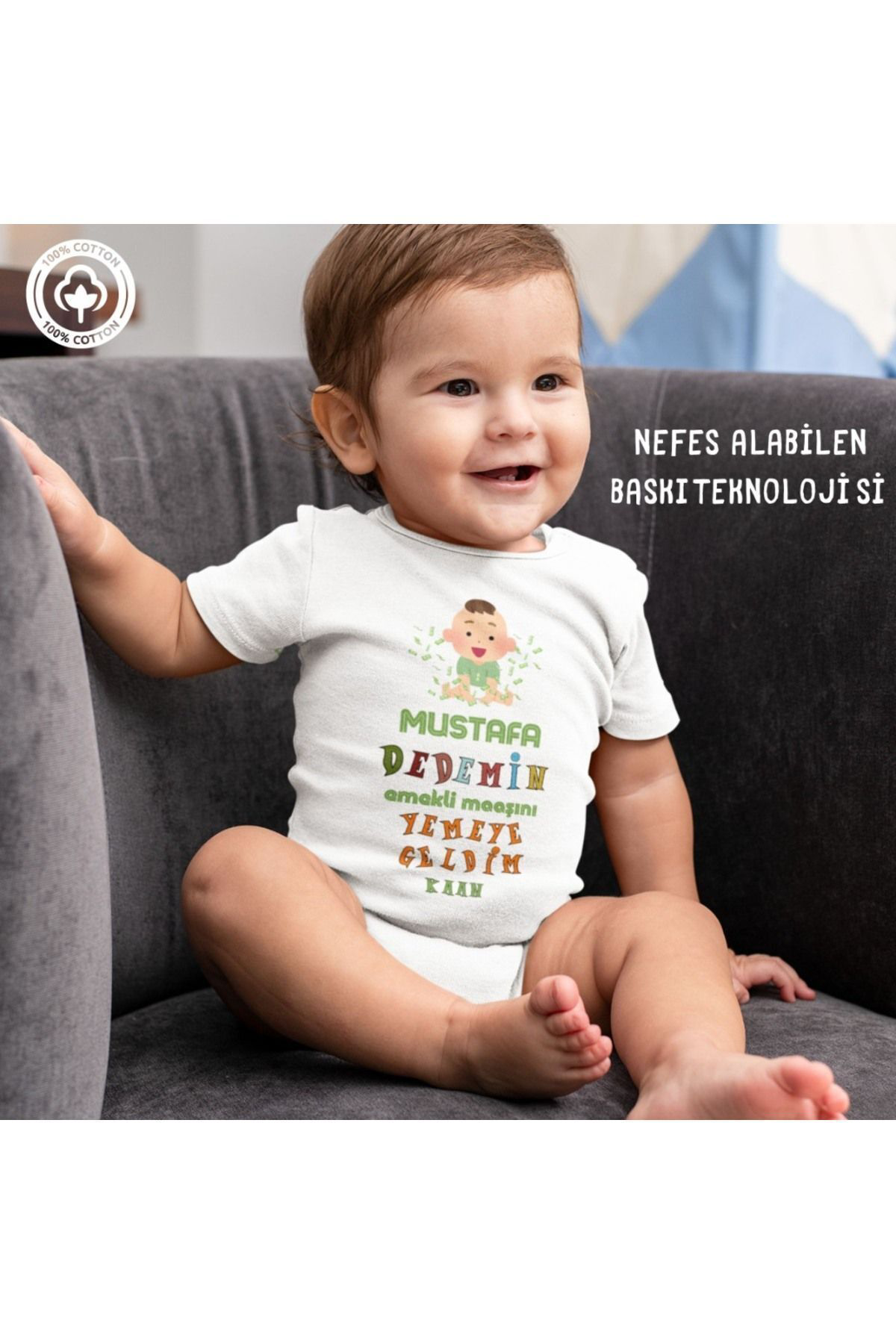 Dedemim Emekli Maaşımı yemeye geldim Kişiye Özel Erkek Bebek Zıbı