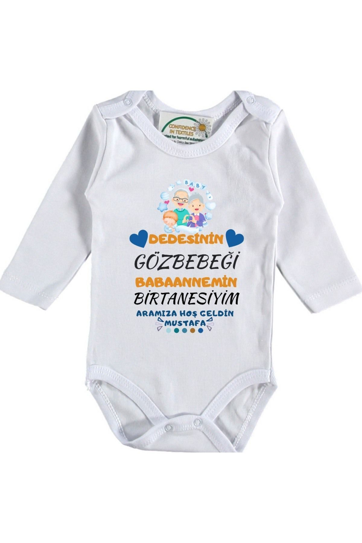 Dedemin Gözbebeği Babaannemin Birtanesiyim Yazılı Kişiye özel Erkek Bebek Zıbın Fiyatı, Yorumları ve Özellikleri