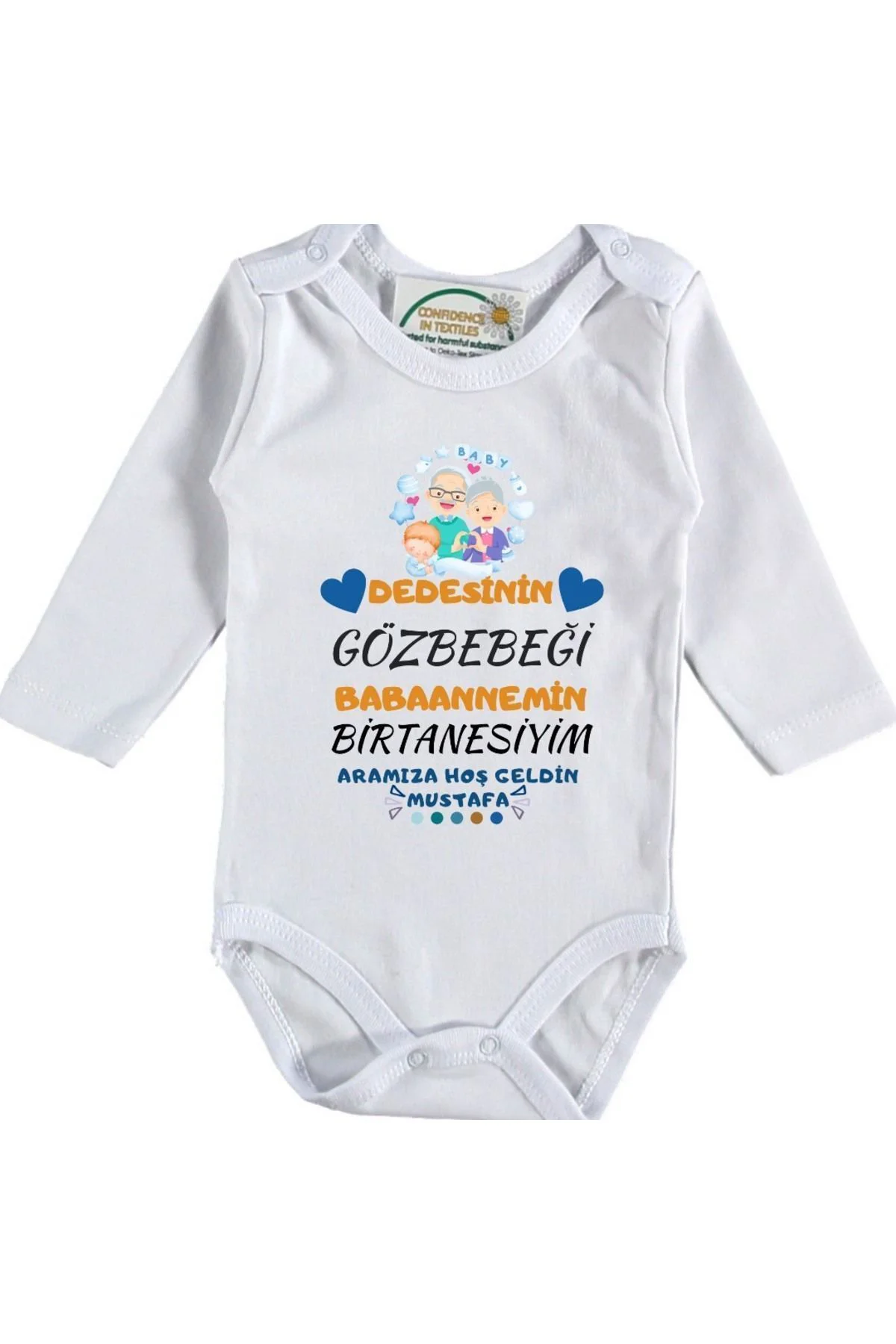 Dedemin Gözbebeği Babaannemin Birtanesiyim Yazılı Kişiye özel Erkek Bebek Zıbın Dedemin Gözbebeği Babaannemin Birtanesiyim Yazılı Kişiye özel Erkek Bebek Zıbın