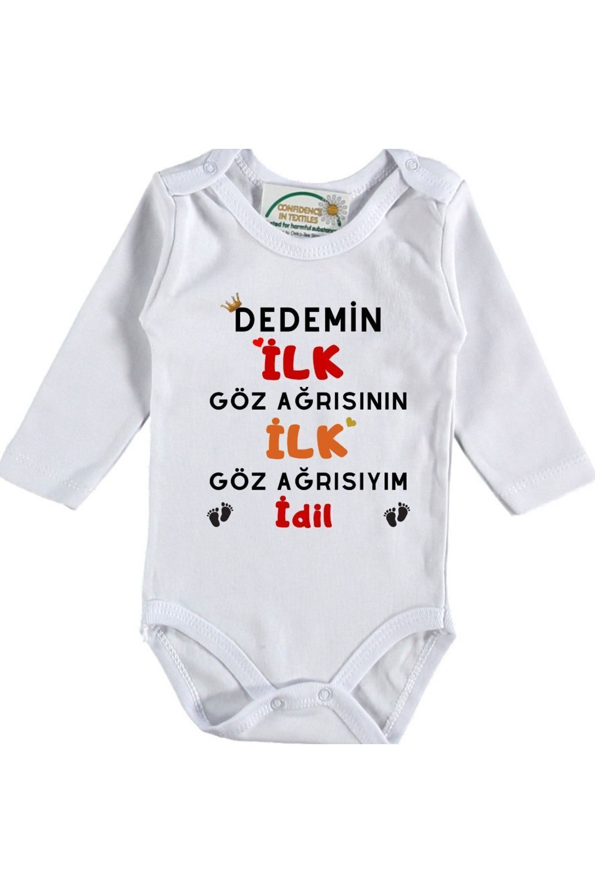 Dedemin İlk Göz Ağrısının İlk Göz Ağrısıyım Yazılı Kişiye özel Bebek Zıbın
