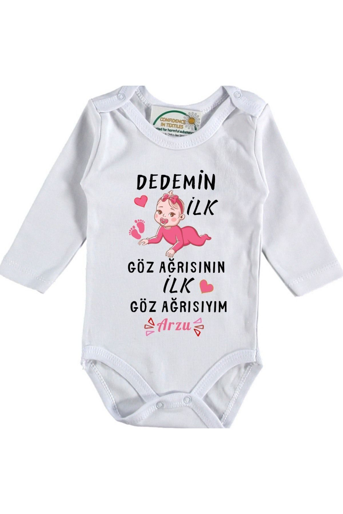 Dedemin İlk Göz Ağrısının İlk Göz Ağrısıyım Yazılı Kızk Bebek Zıbın