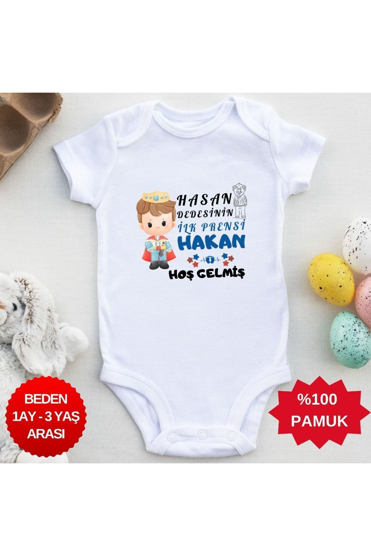 Dedesinin İlk Prensi Hoş gelmiş  Yazılı Kişiye özel Erkek Bebek Z