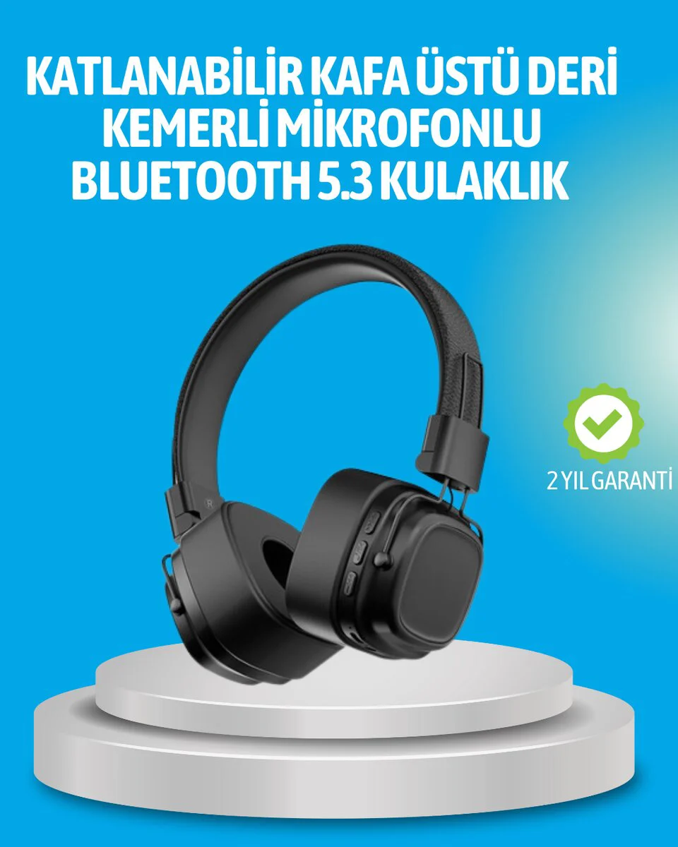 Deep Bass Destekli Kablosuz Katlanabilir Kulak Üstü Kulaklık - Kablosuz Bass Gücü ve Katlanabilir Konfor