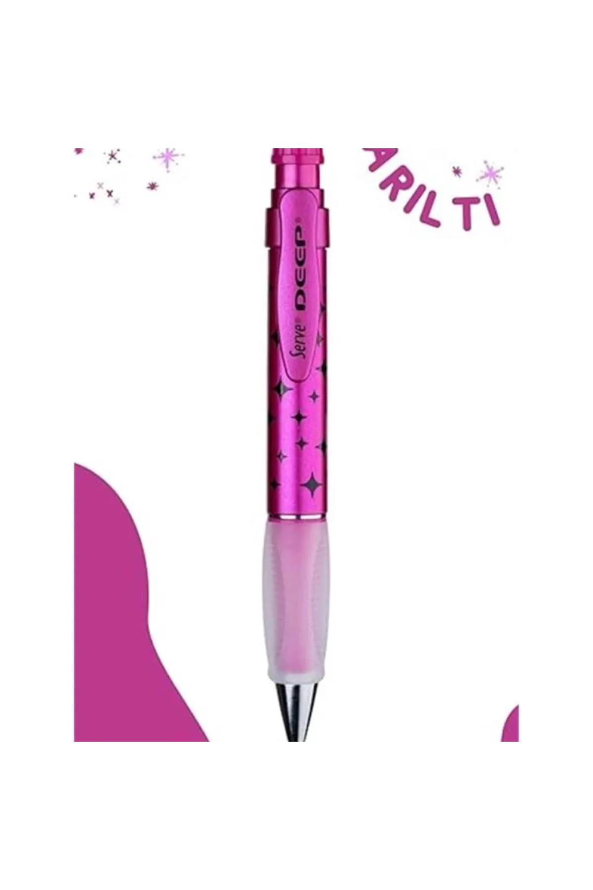 Deep Mekanik Kurşun Kalem 0.7 mm Metalik Pembe Pırıltı Deseni