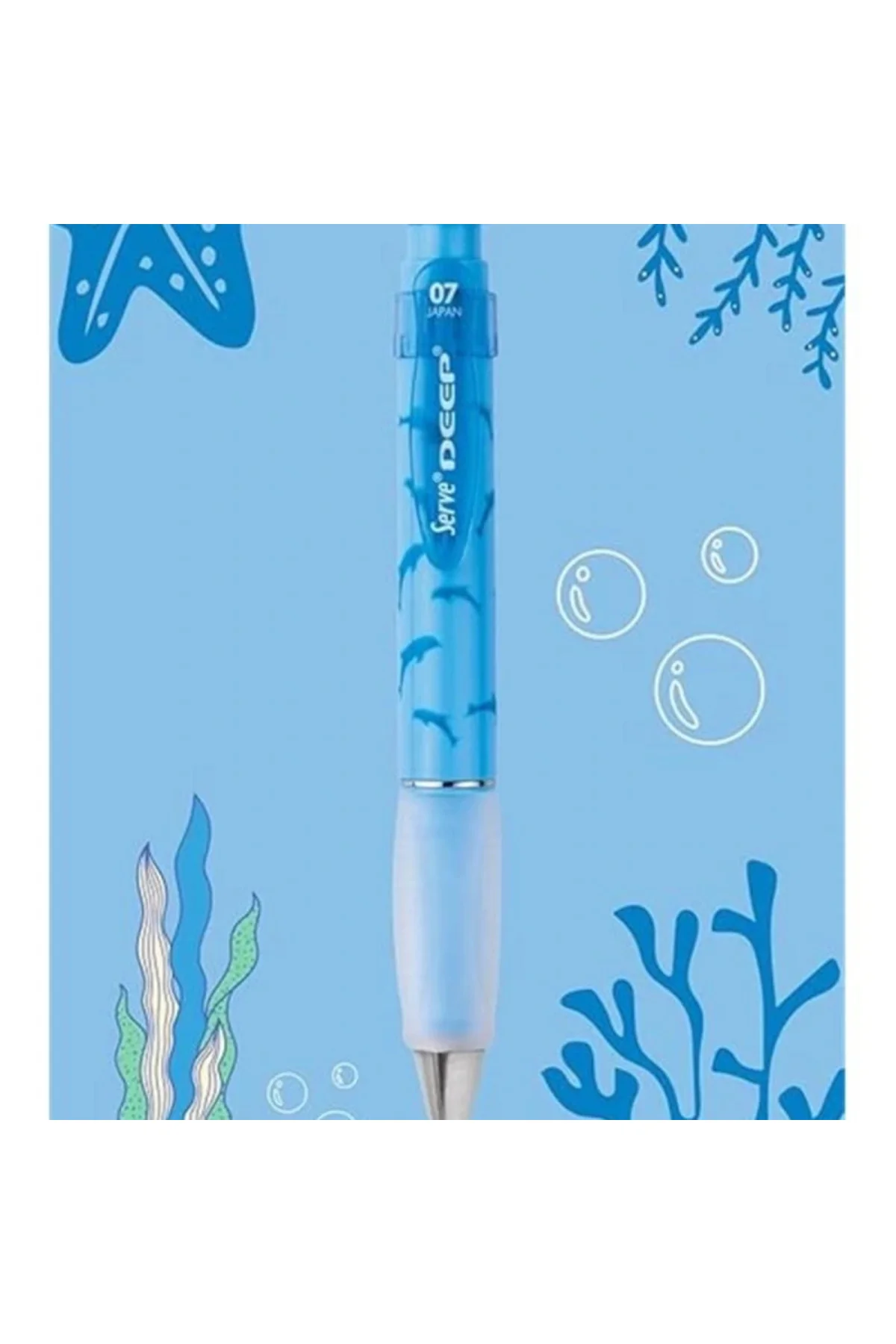 Deep Mekanik Kurşun Kalem 0.7 mm Gök Mavi Yunus Deseni