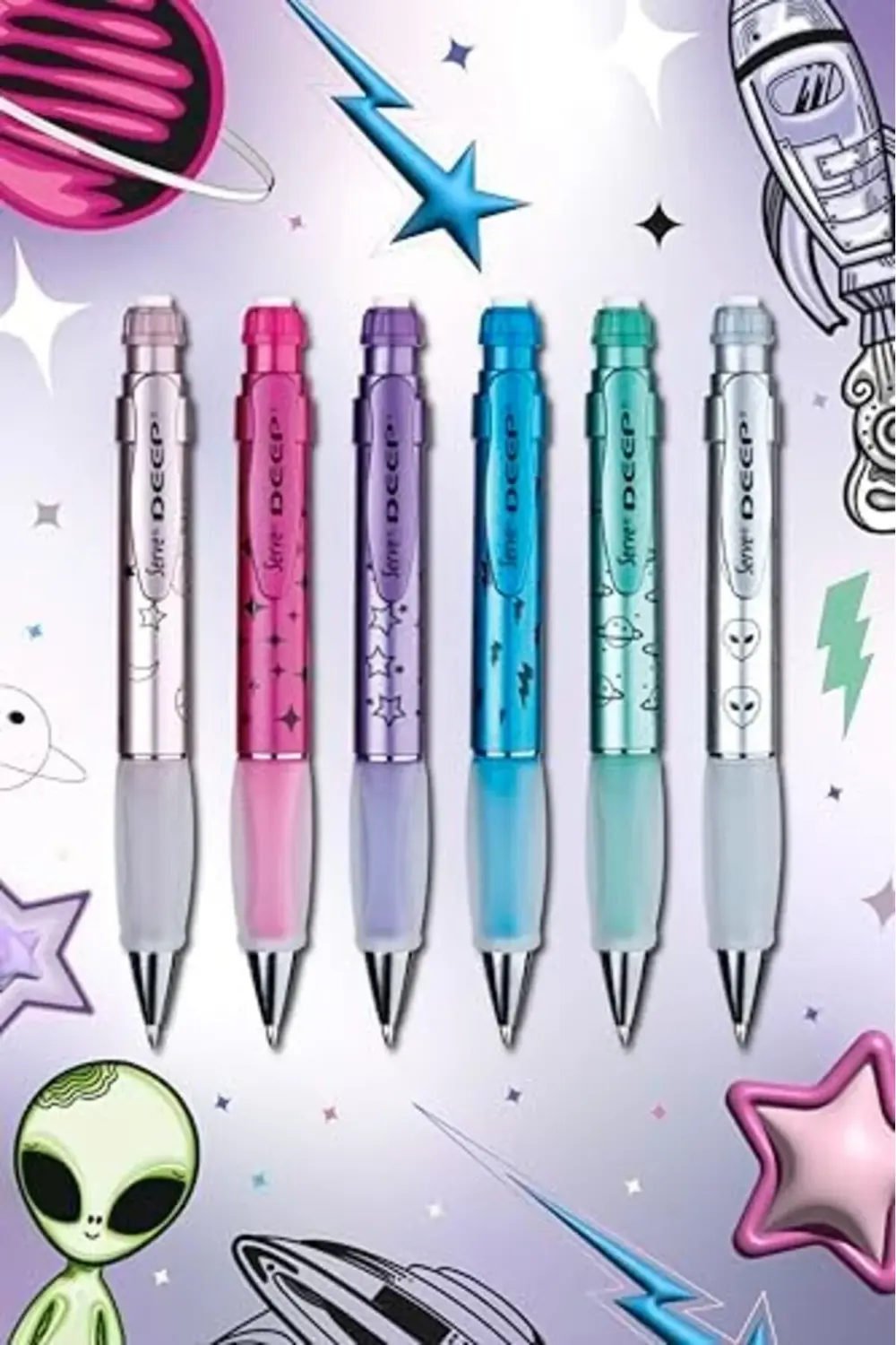 DEEP M.KUR KALEM UZAY TEMA METALİK 6 LI KUTU SET