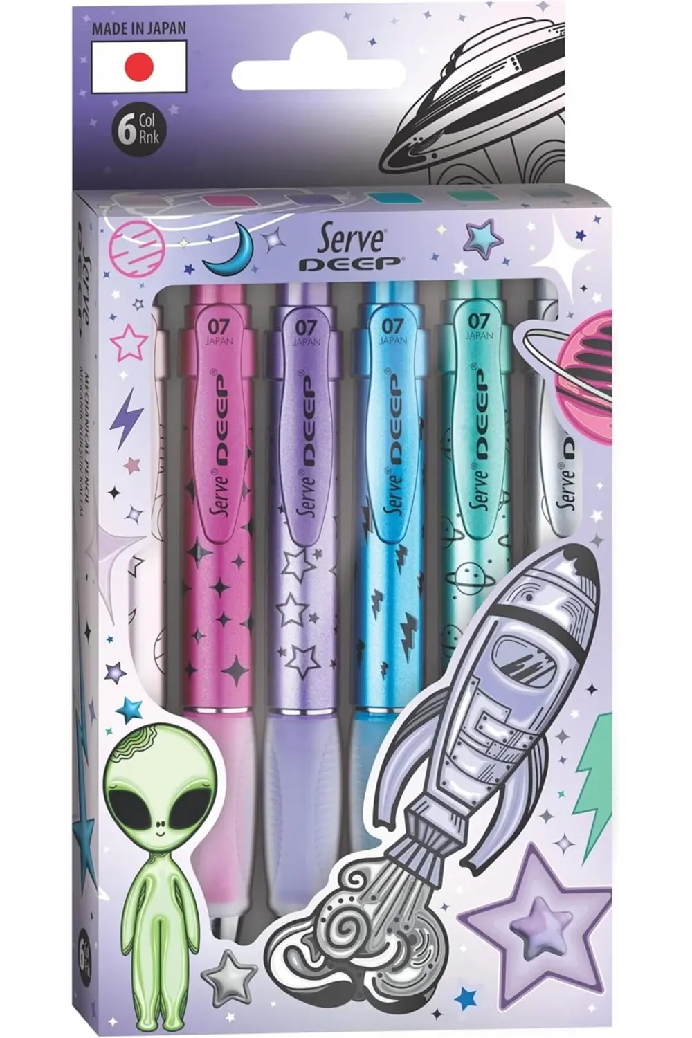 DEEP M.KUR KALEM UZAY TEMA METALİK 6 LI KUTU SET