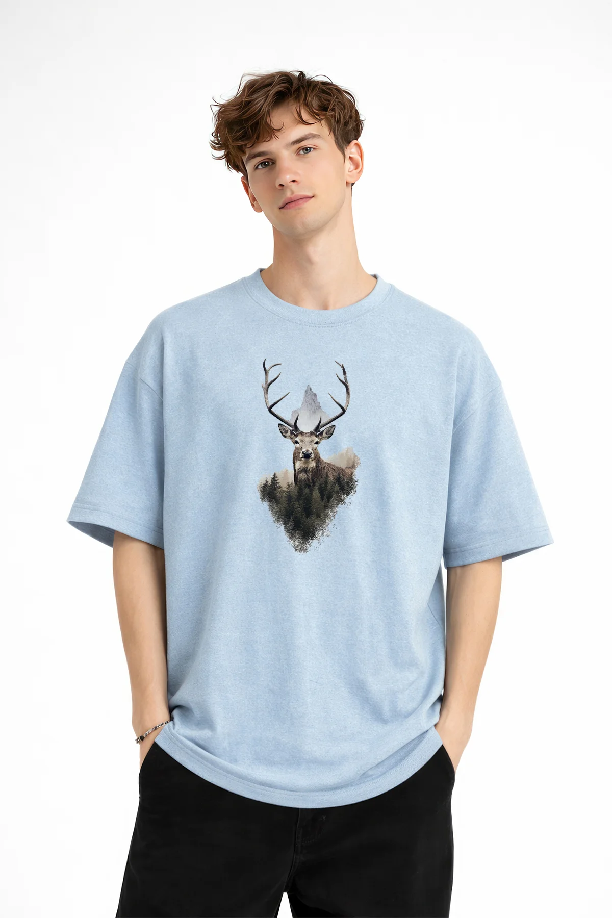 Deer - Oversize Erkek Tişört Bebek Mavisi Fiyatı, Yorumları ve Özellikleri