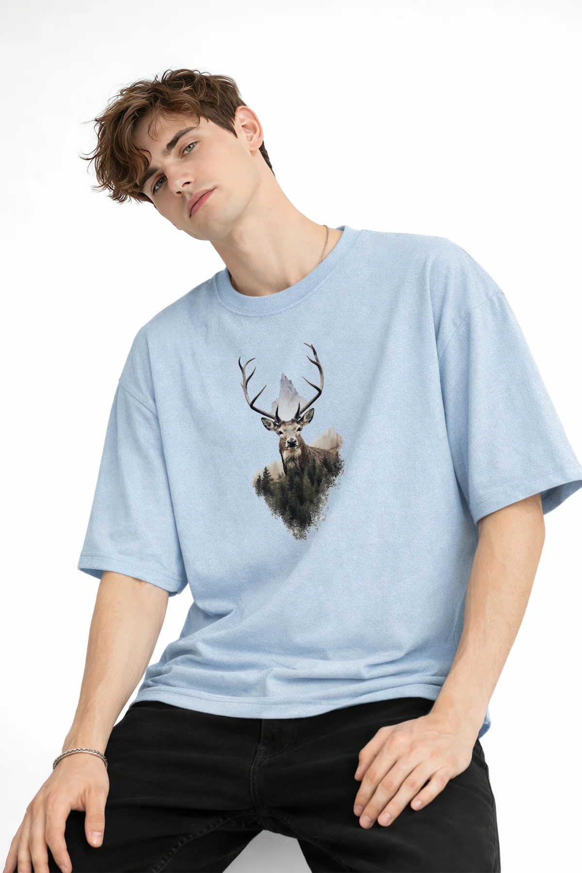 Deer - Oversize Erkek Tişört Bebek Mavisi Fiyatı, Yorumları ve Özellikleri