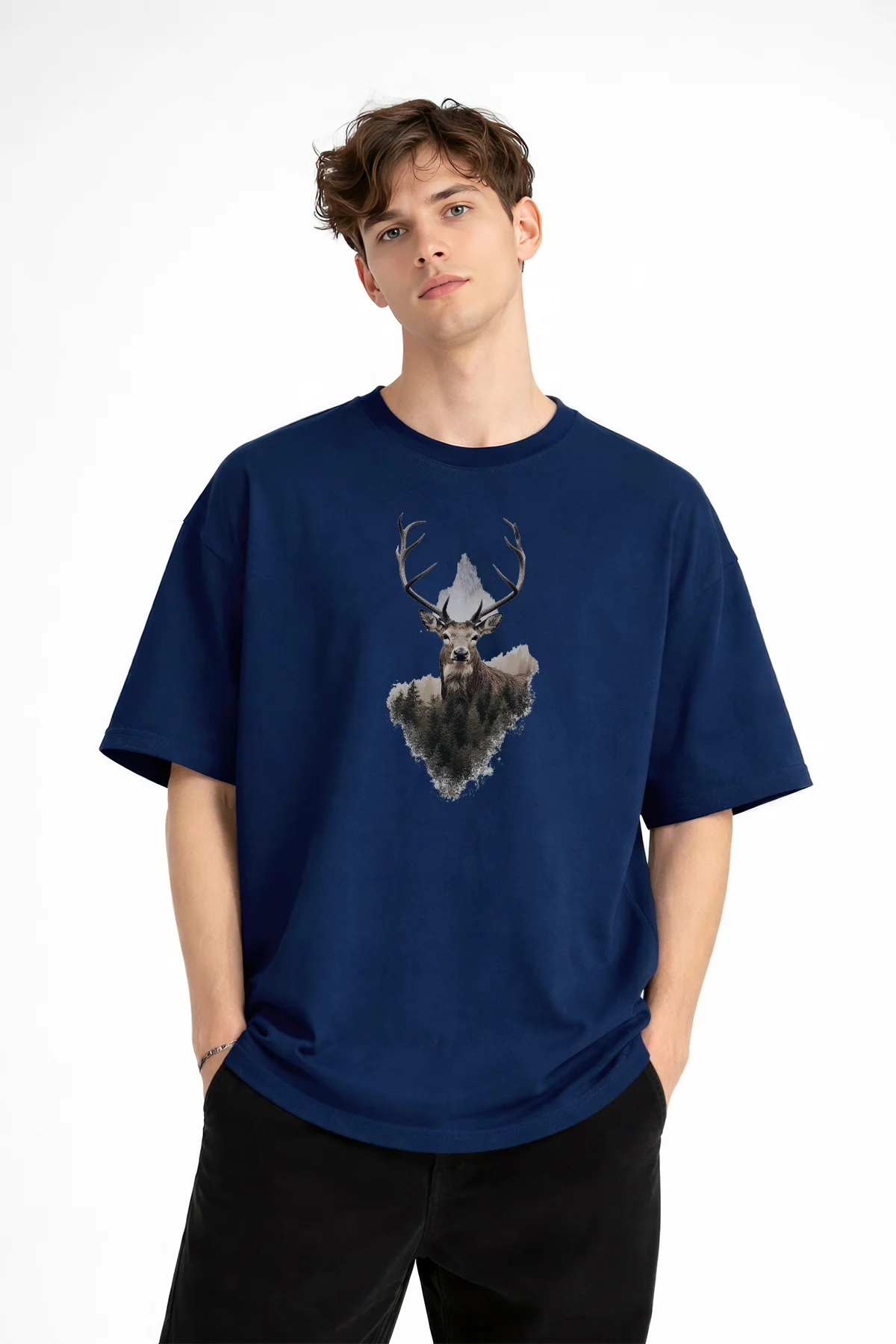 Deer - Oversize Erkek Tişört Koyu Mavi Fiyatı, Yorumları ve Özellikleri