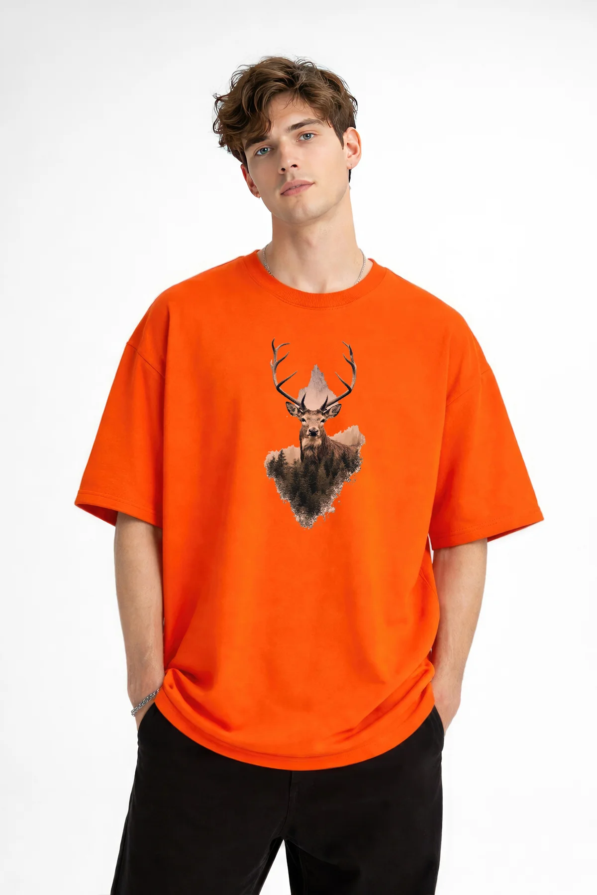 Deer - Oversize Erkek Tişört TURUNCU Fiyatı, Yorumları ve Özellikleri