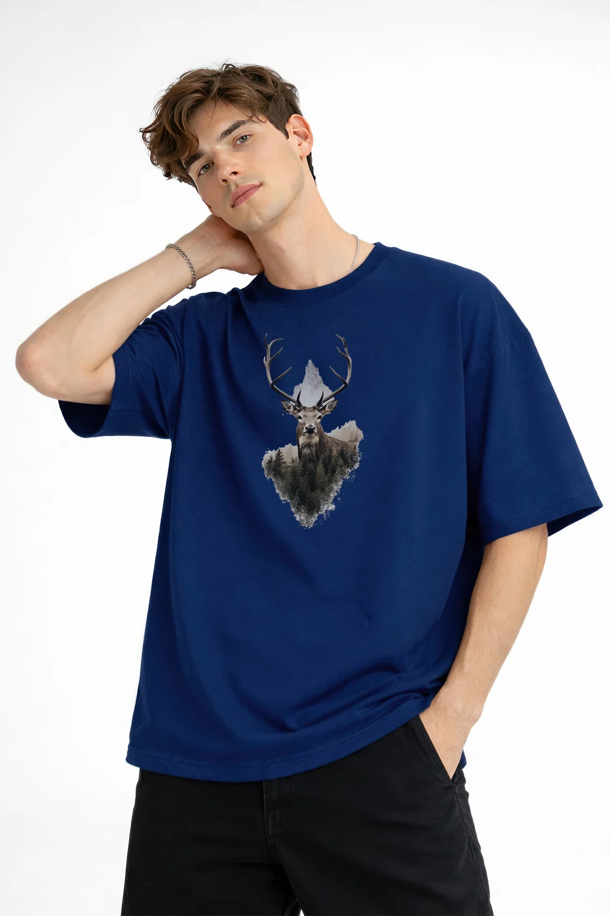 Deer - Oversize Erkek Tişört Koyu Mavi Fiyatı, Yorumları ve Özellikleri
