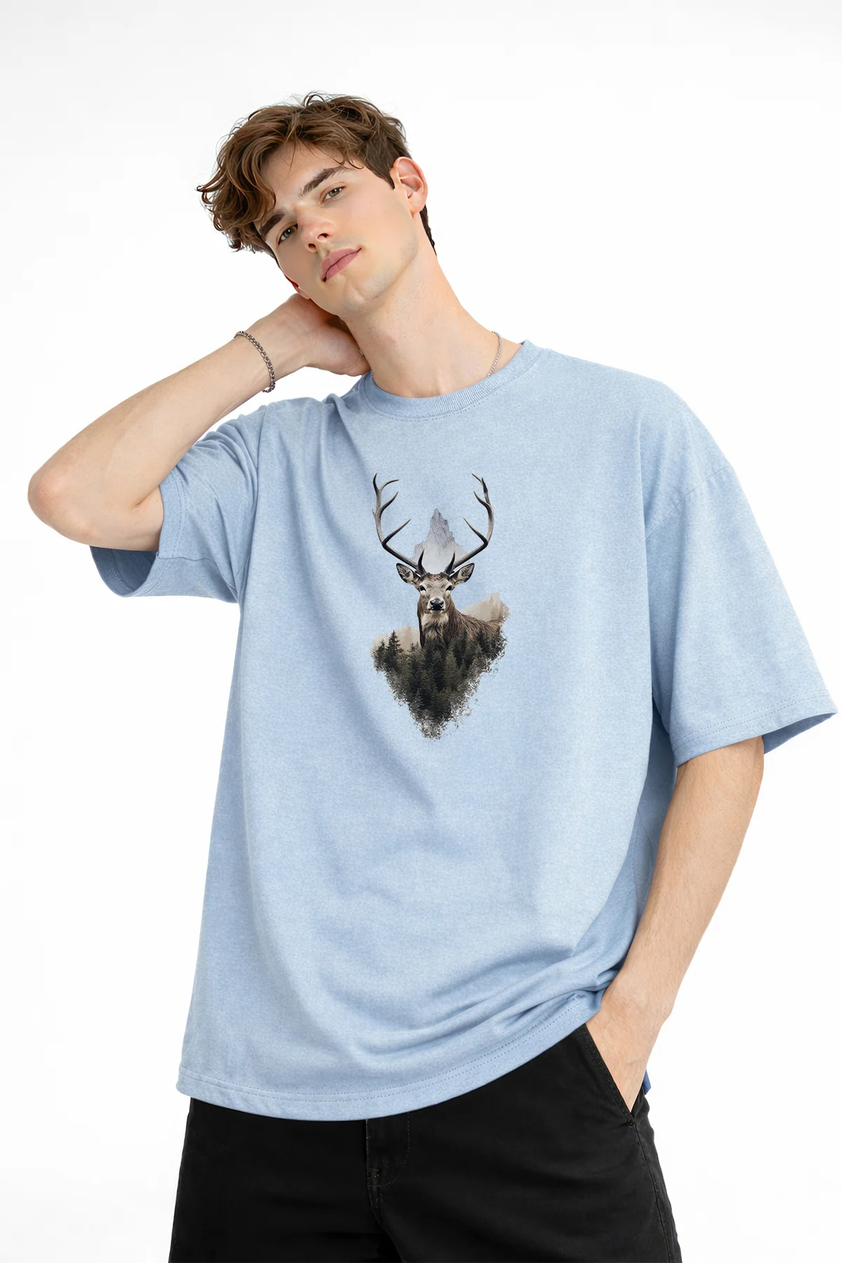 Deer - Oversize Erkek Tişört Bebek Mavisi Fiyatı, Yorumları ve Özellikleri