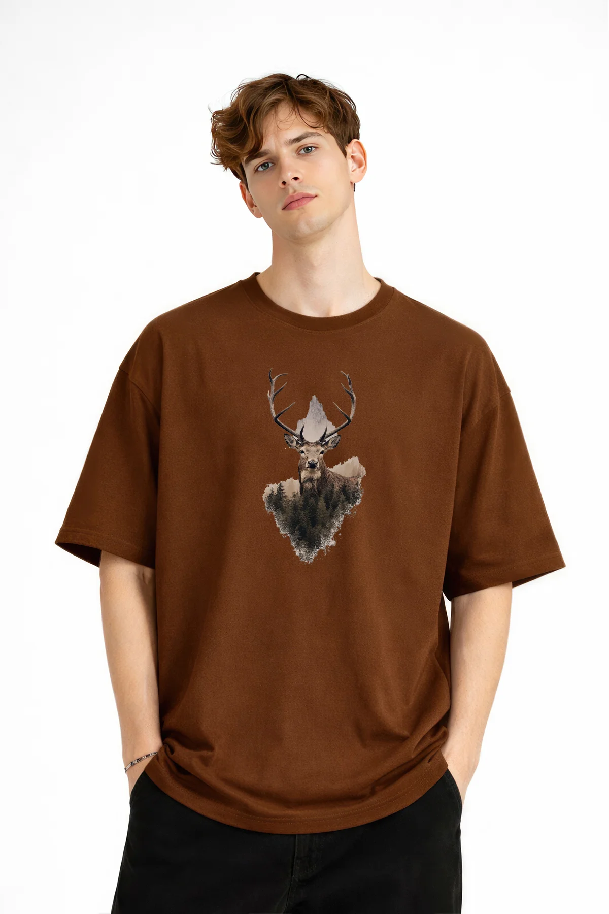 Deer - Oversize Erkek Tişört KAHVE Fiyatı, Yorumları ve Özellikleri