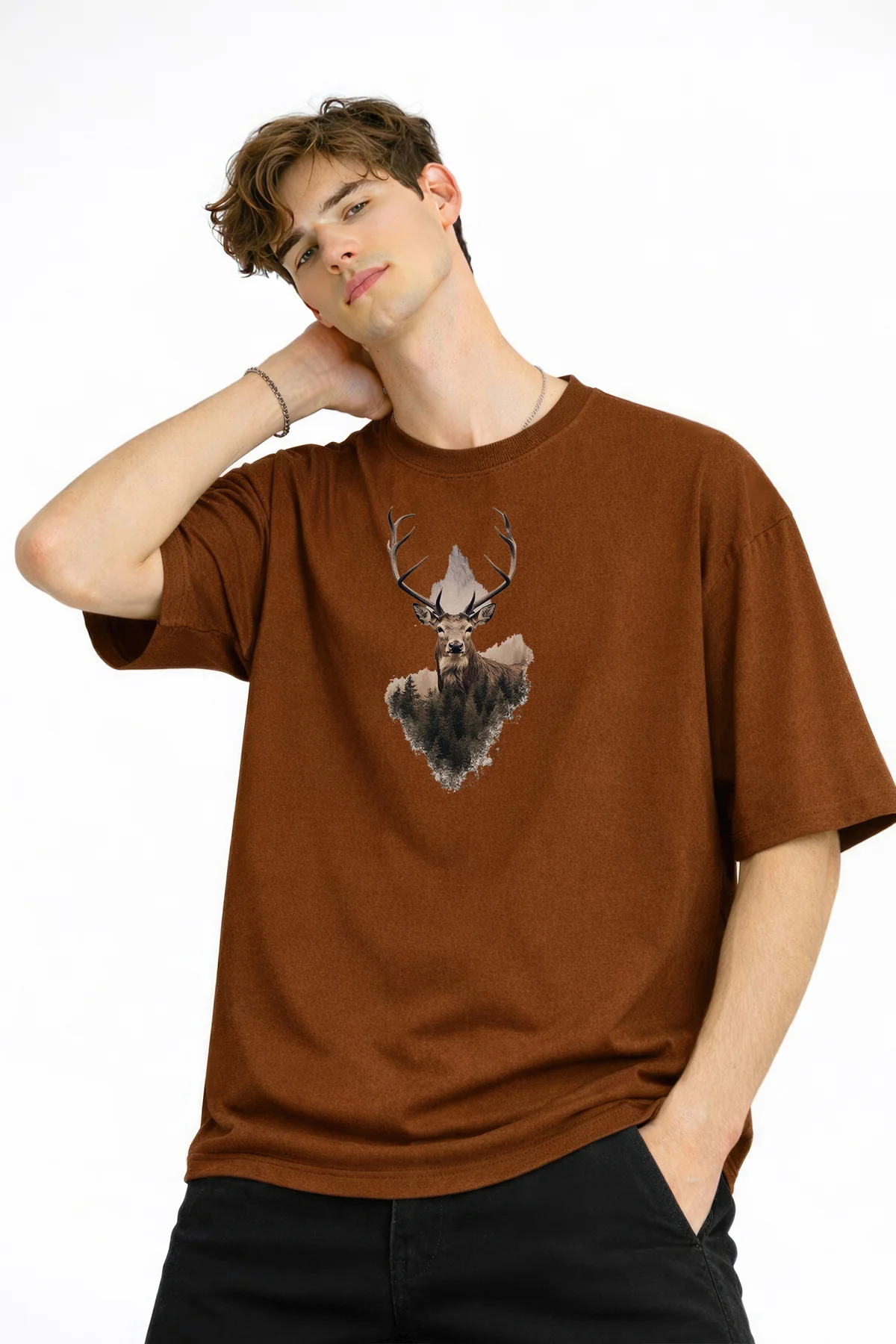 Deer - Oversize Erkek Tişört KAHVE Fiyatı, Yorumları ve Özellikleri