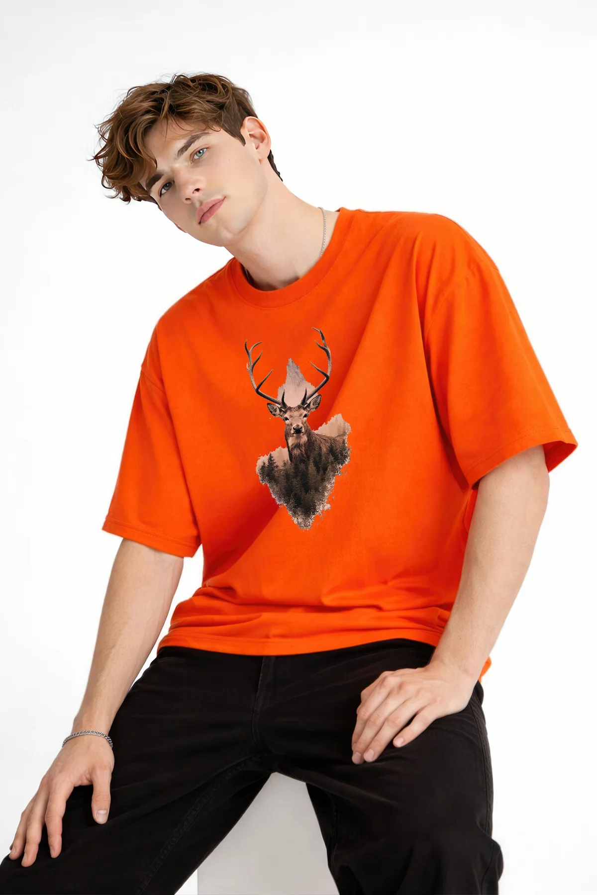 Deer - Oversize Erkek Tişört TURUNCU Fiyatı, Yorumları ve Özellikleri