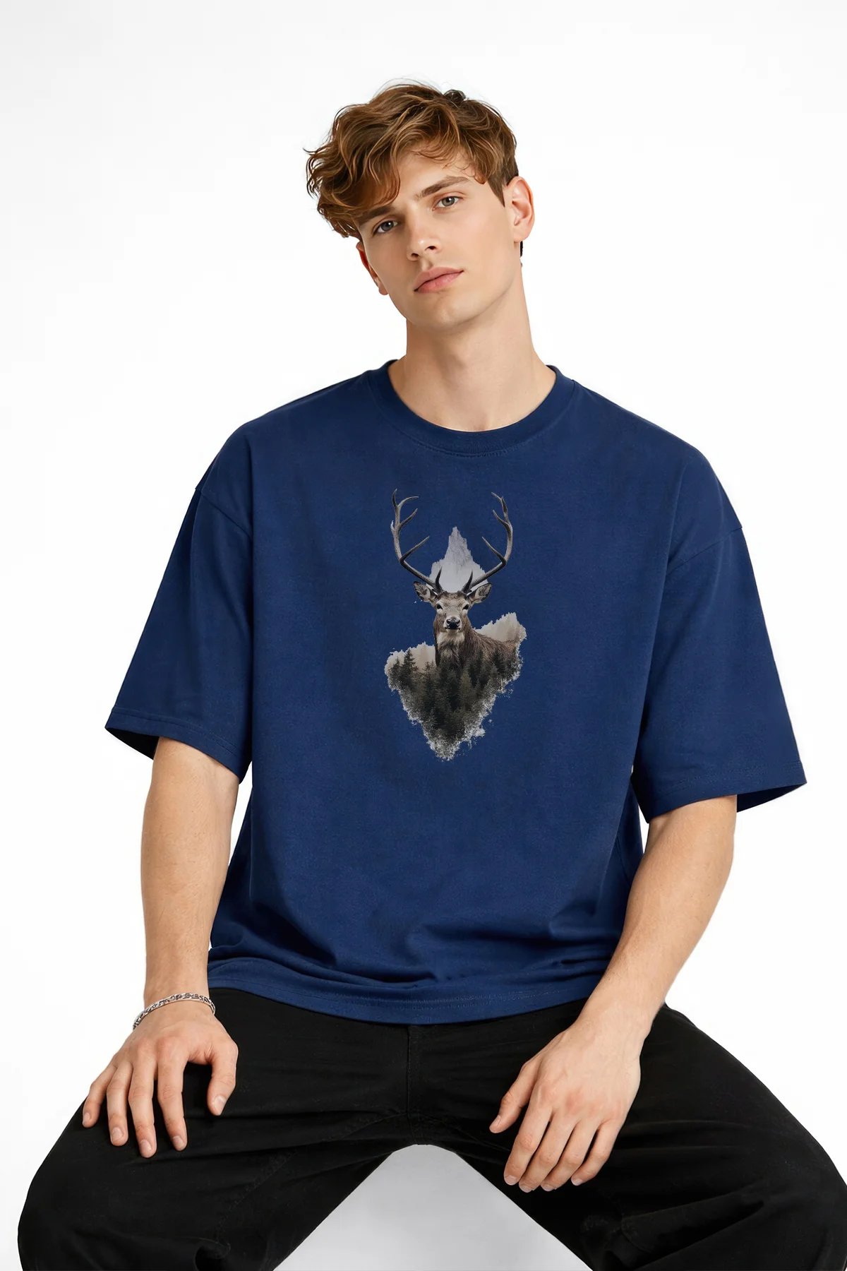 Deer - Oversize Erkek Tişört Koyu Mavi Fiyatı, Yorumları ve Özellikleri
