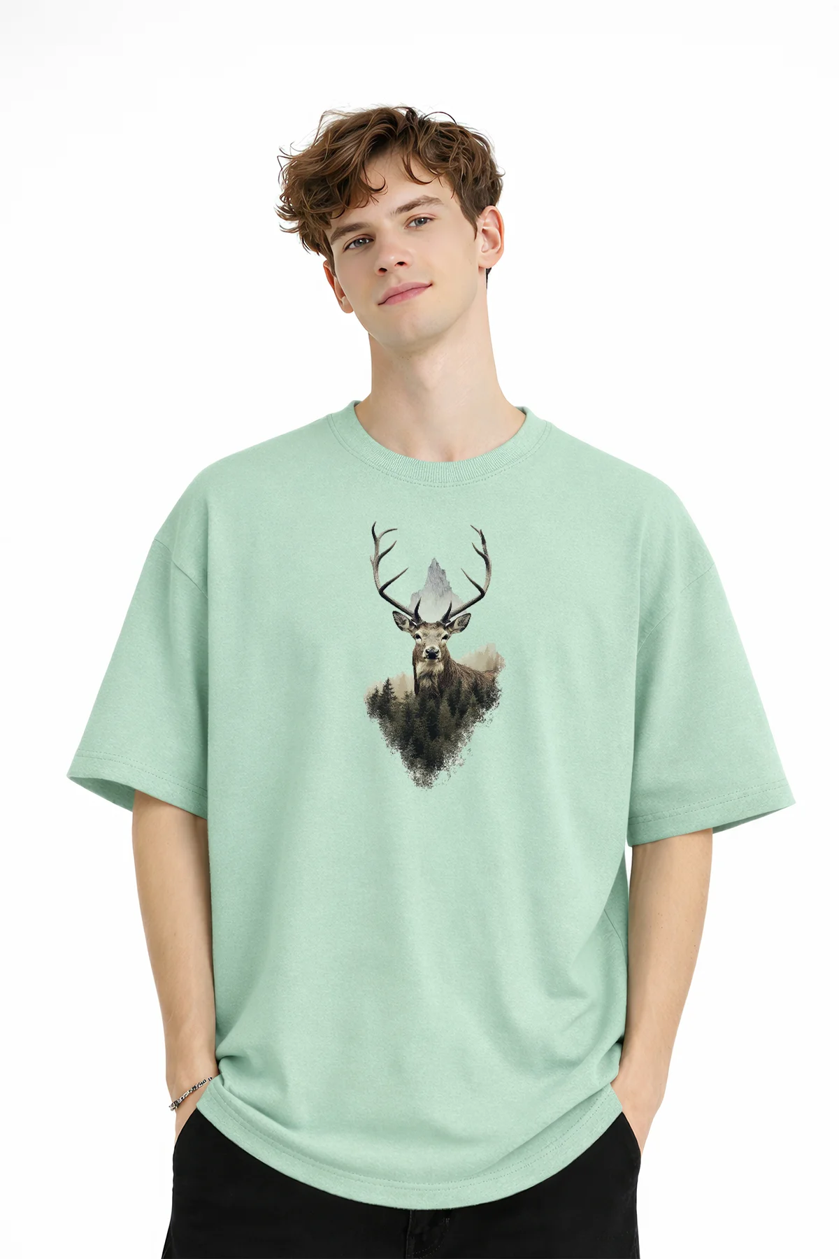 Deer - Oversize Erkek Tişört SU YESILI Fiyatı, Yorumları ve Özellikleri