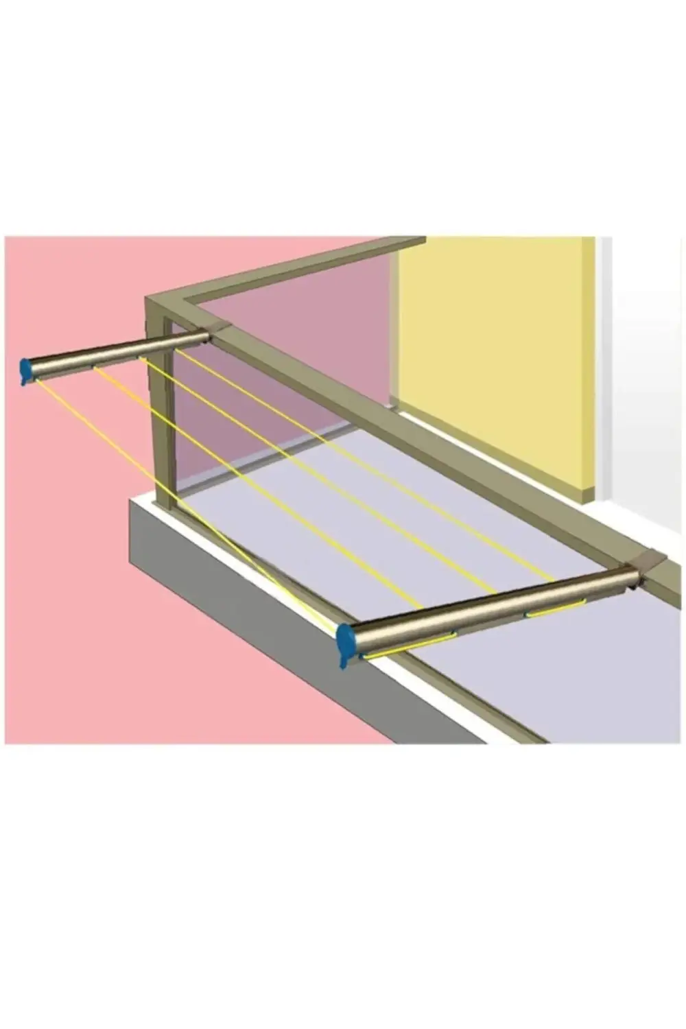 Deerpa Çamaşır Kurutmalık Askılığı Kare Küpeşte Alüminyum Balkon