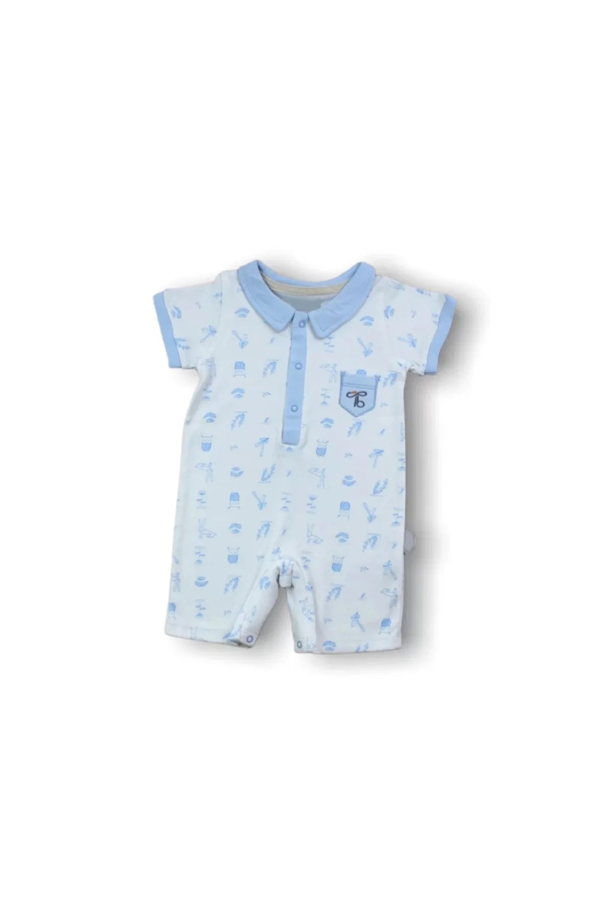 Defnada 6-9 9-12 12-18 Ay Galaksi Baskılı Çıtçıtlı Kısa Kollu Erk