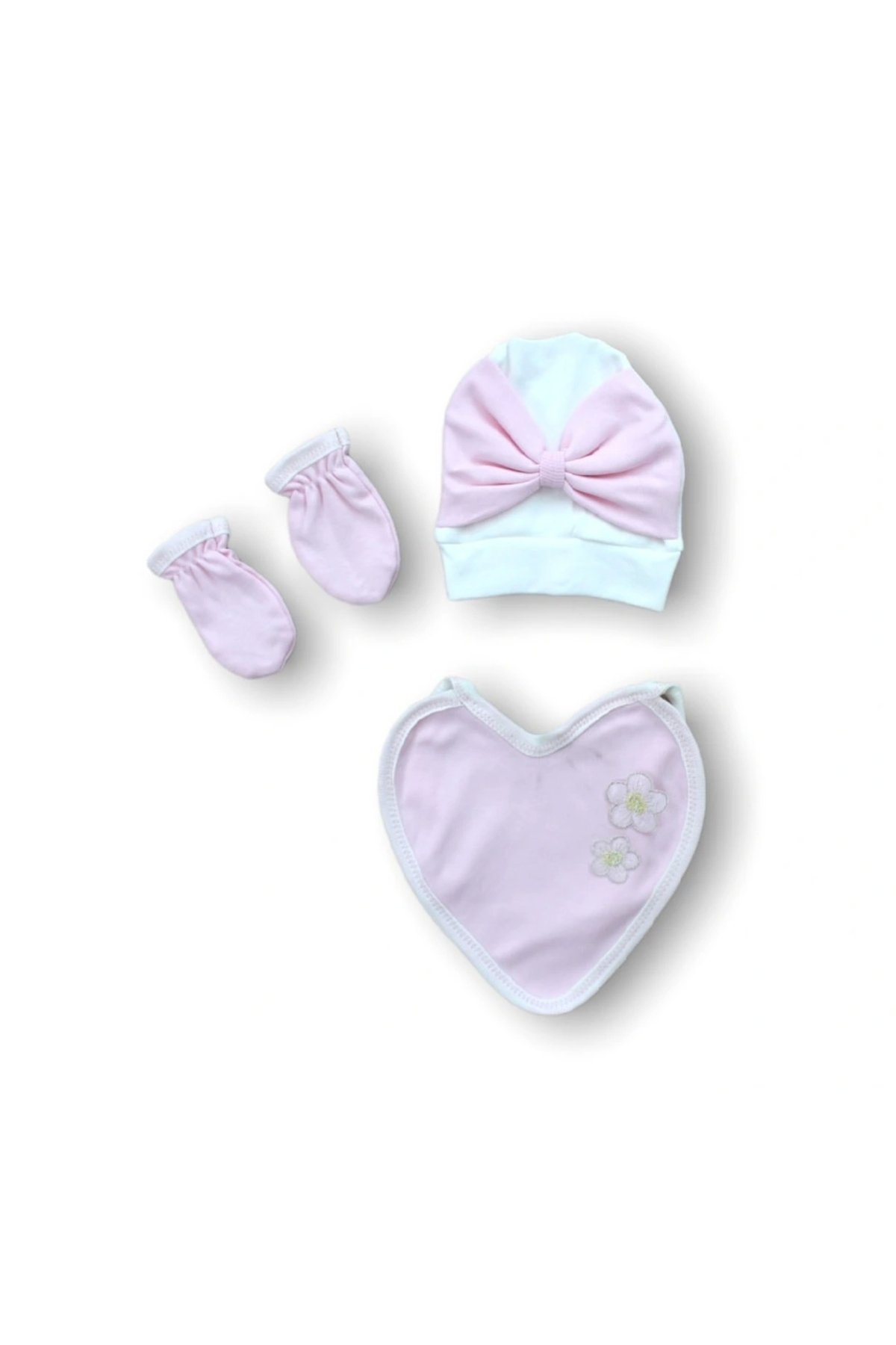 P Parla Defnada Baharın Çiçekli Kalbi Nakışlı %100 Cotton 5Li Zıbın Takım