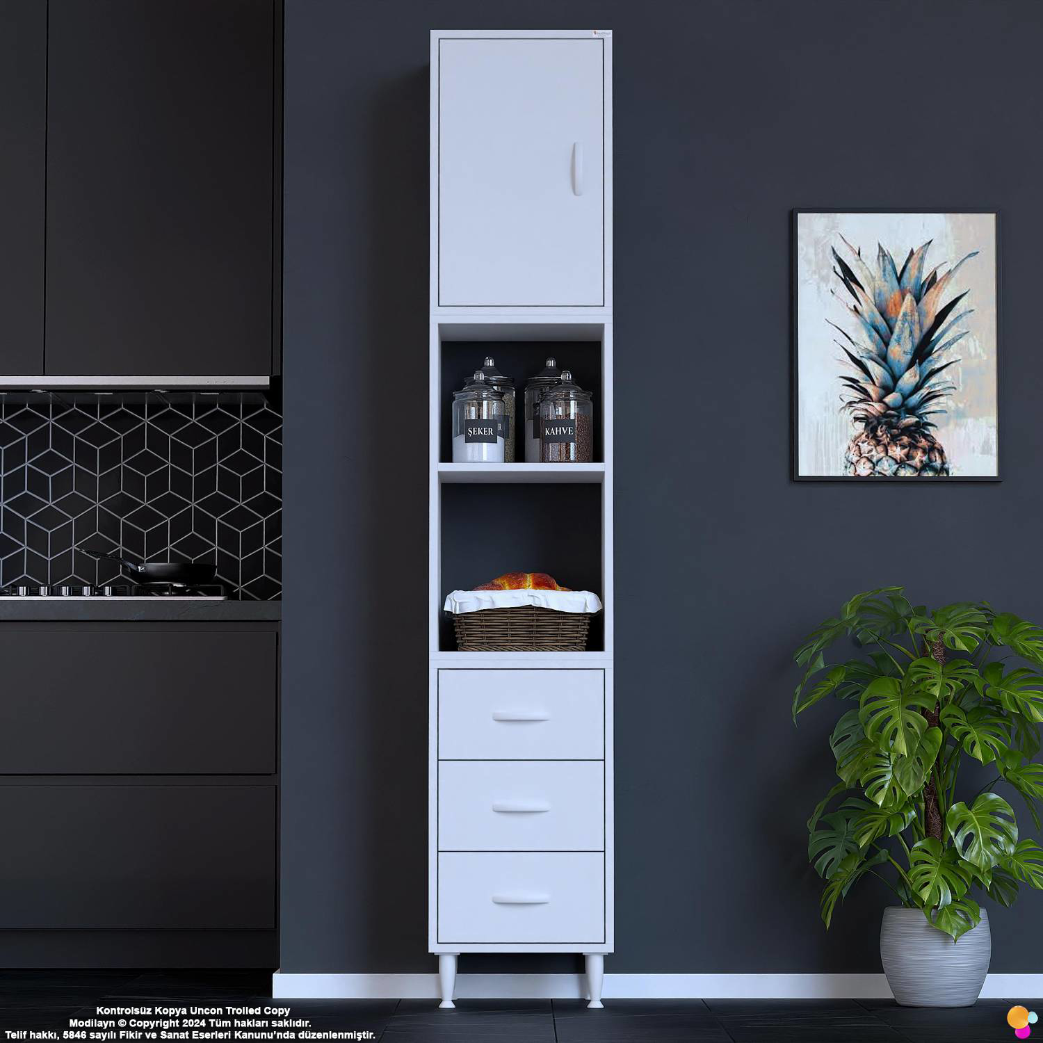 Defne 35 cm 3 Çekmeceli Çok Amaçlı Mutfak Kiler Banyo Organizer Ç Defne 35 cm 3 Çekmeceli Çok Amaçlı Mutfak Kiler Banyo Organizer Ç - Görsel 3