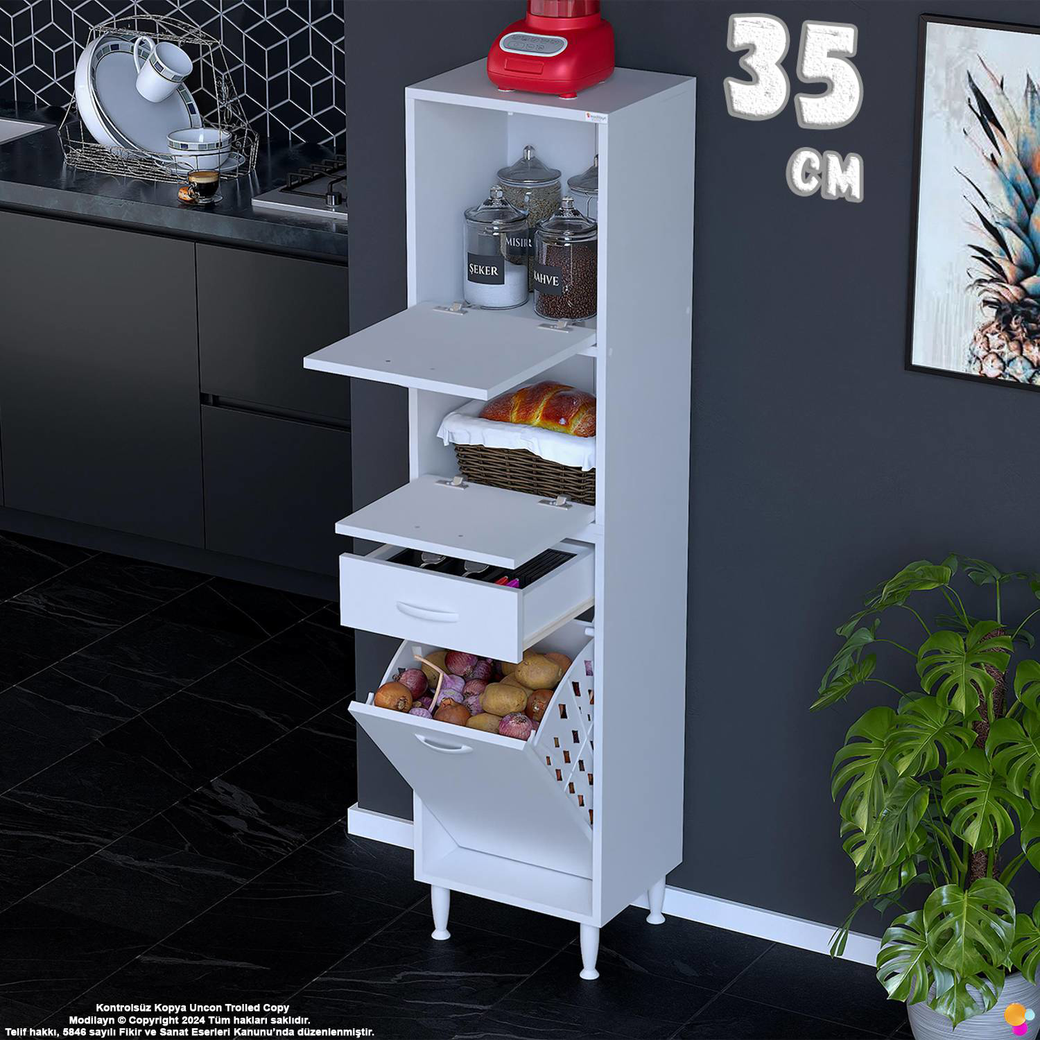 Defne 35 cm Çok Amaçlı Mutfak, Bakliyat ve Kahve Köşesi Organizer Defne 35 cm Çok Amaçlı Mutfak, Bakliyat ve Kahve Köşesi Organizer