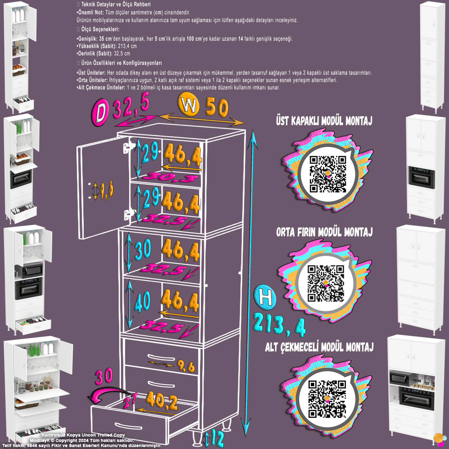 Defne 50 cm 3 Çekmeceli Çok Amaçlı Mutfak Kiler Banyo Organizer Ç Defne 50 cm 3 Çekmeceli Çok Amaçlı Mutfak Kiler Banyo Organizer Ç - Görsel 2
