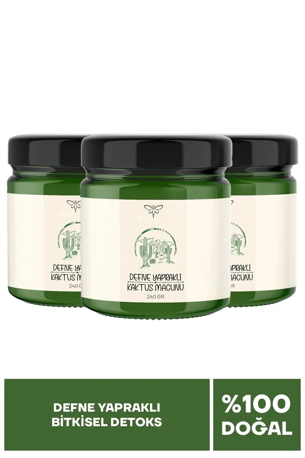 Defne Yapraklı Kaktüs Macunu Bitkisel Karışım 240 Gr 3 Adet
