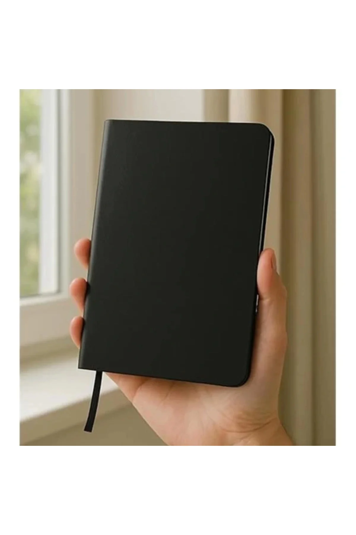 Defter, Çizgisiz Not Defteri, Siyah Termo Deri Kapaklı Çizgisiz Not Defter, 128 Yaprak