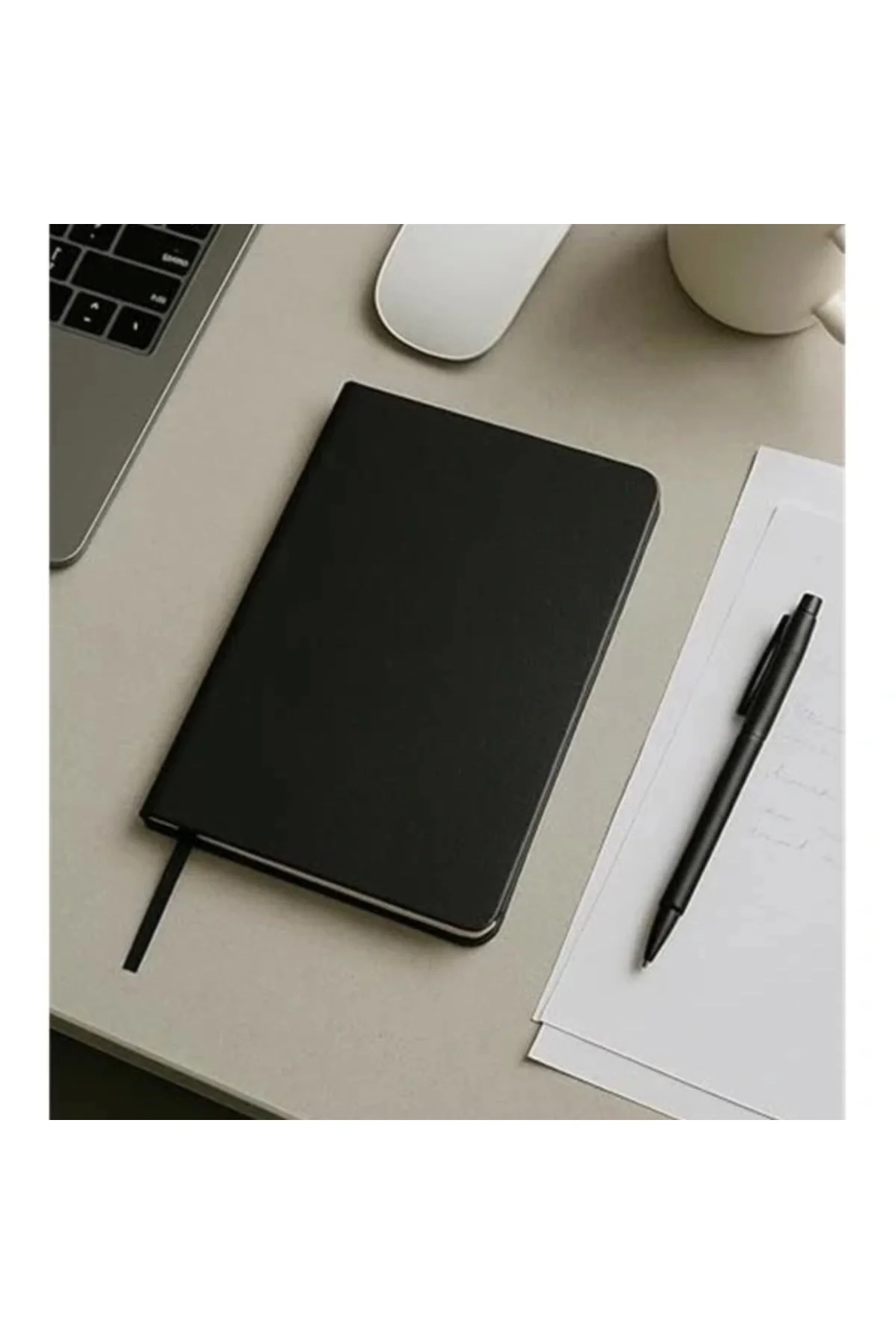 Defter, Çizgisiz Not Defteri, Siyah Termo Deri Kapaklı Çizgisiz Not Defter, 128 Yaprak
