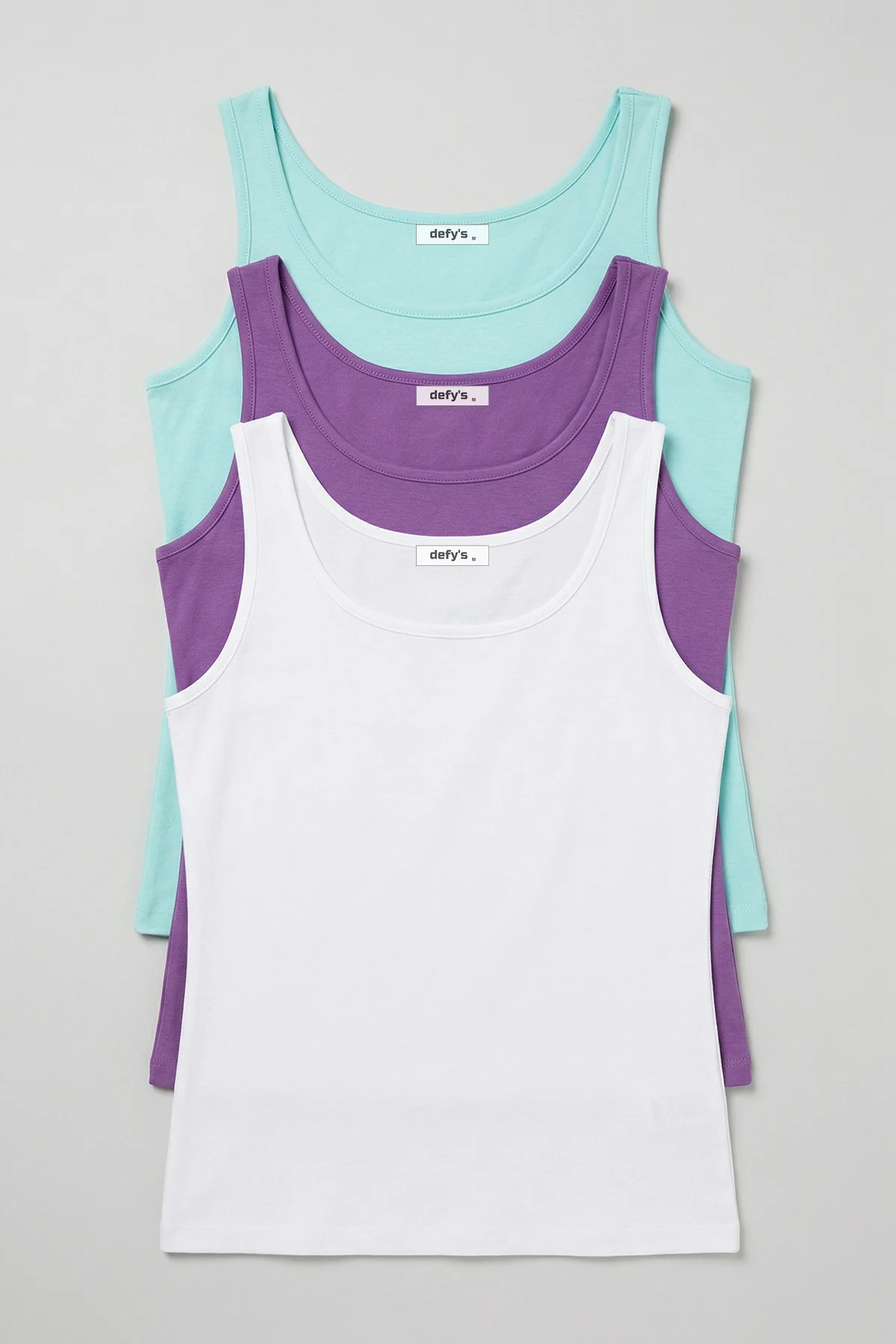 Defy’s Kadın Doğal Pamuklu Regular Fit Günlük Geniş Askılı Basic 