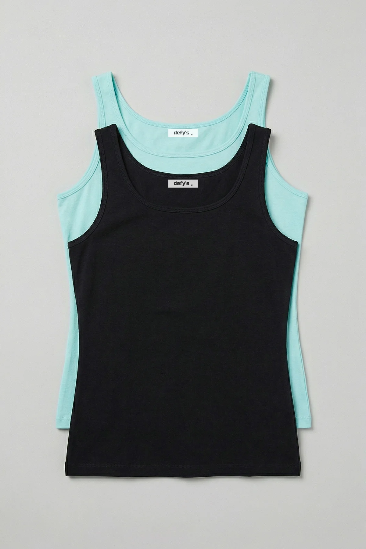 Defy’s Kadın Doğal Pamuklu Regular Fit Günlük Geniş Askılı Basic Tişört 2’li Set
